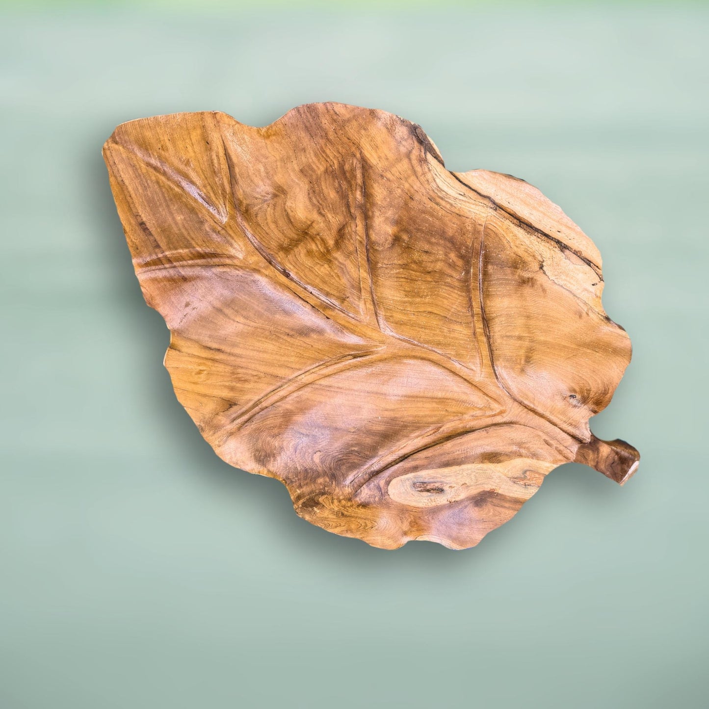 Hand Carved Teak Wood Monstera Leaf Tray: Tropical Table Decor