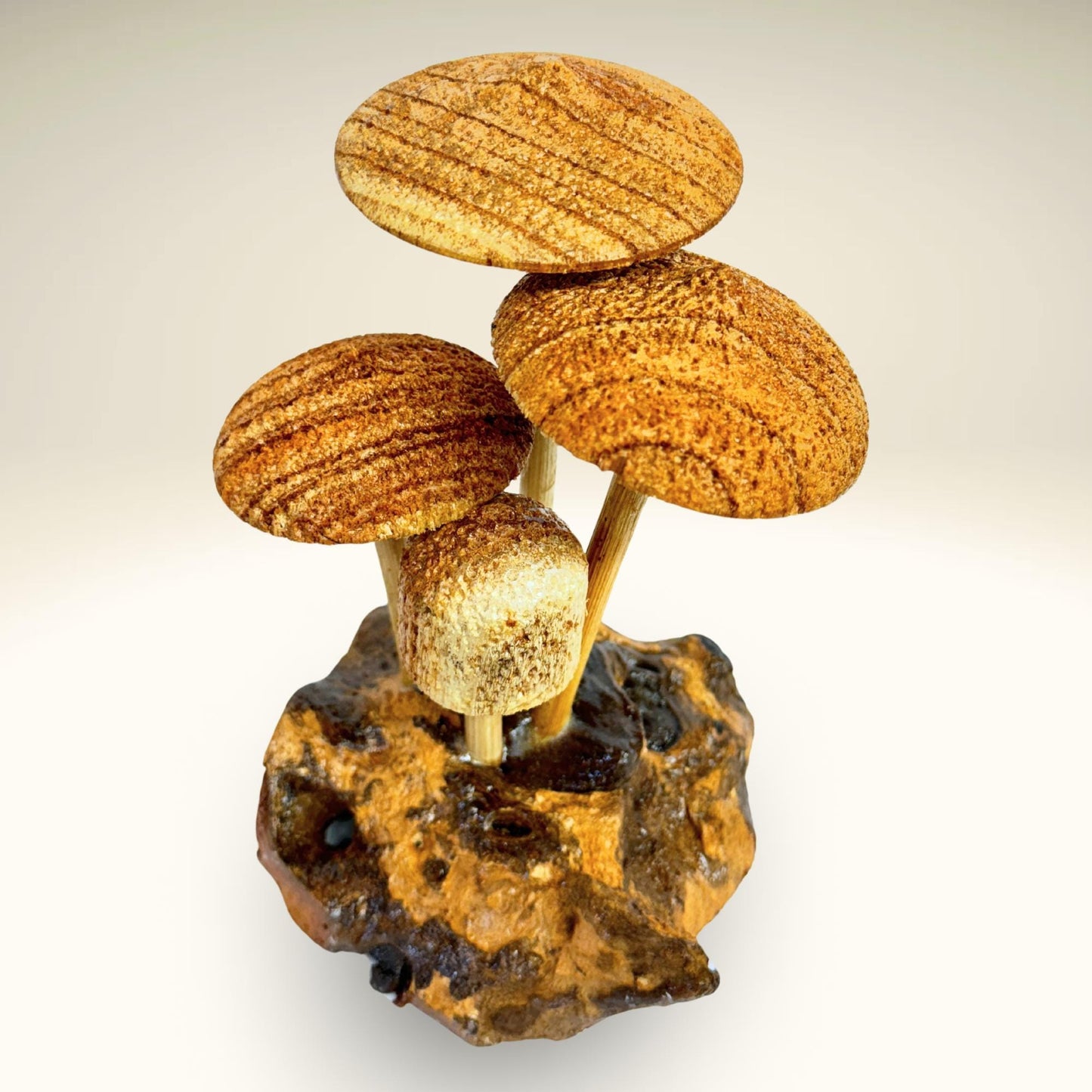 Hand Carved Magic Forest Mushroom Figurine Sculpture | Unique Parasite Wood Statue | Balinese Art Decor