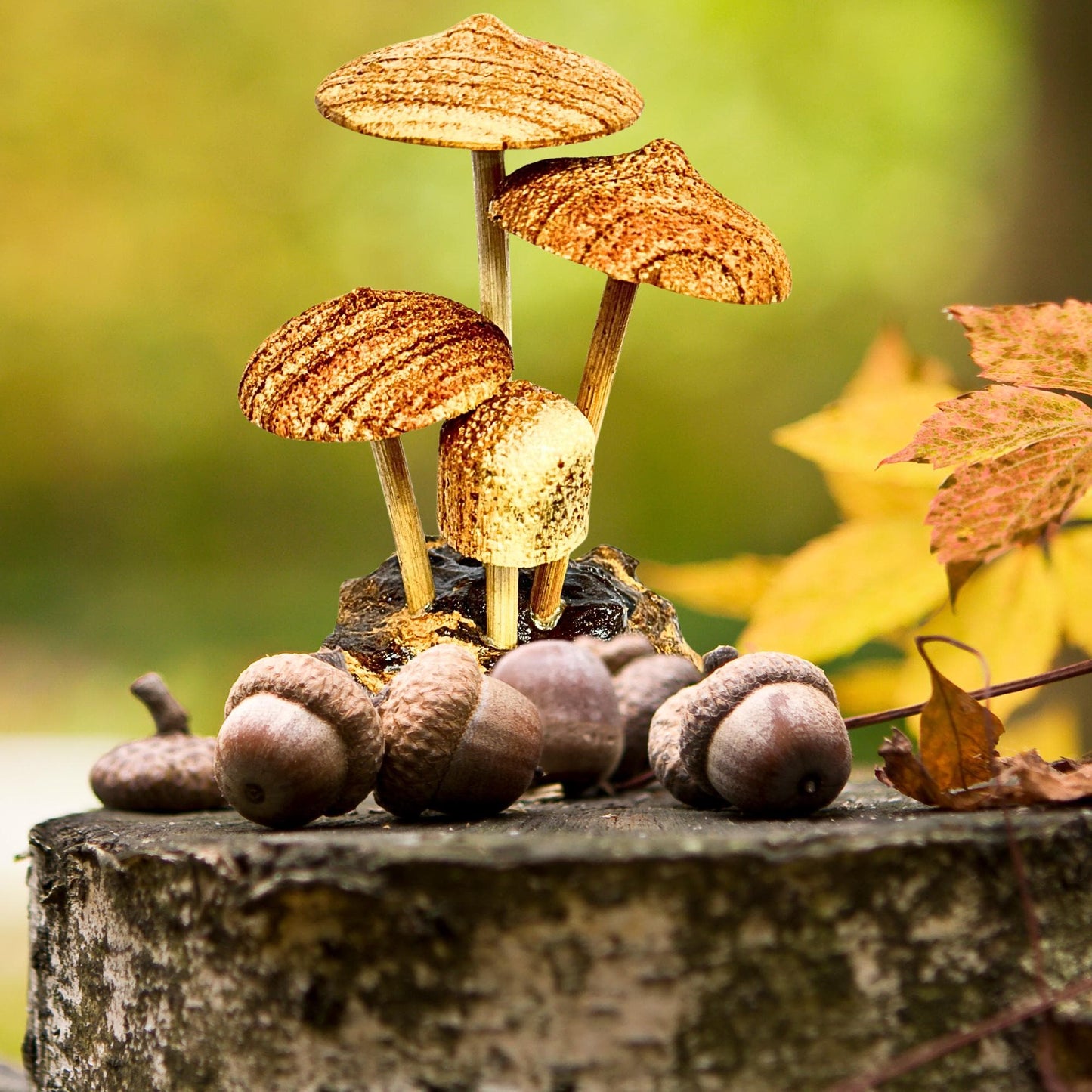 Hand Carved Magic Forest Mushroom Figurine Sculpture | Unique Parasite Wood Statue | Balinese Art Decor