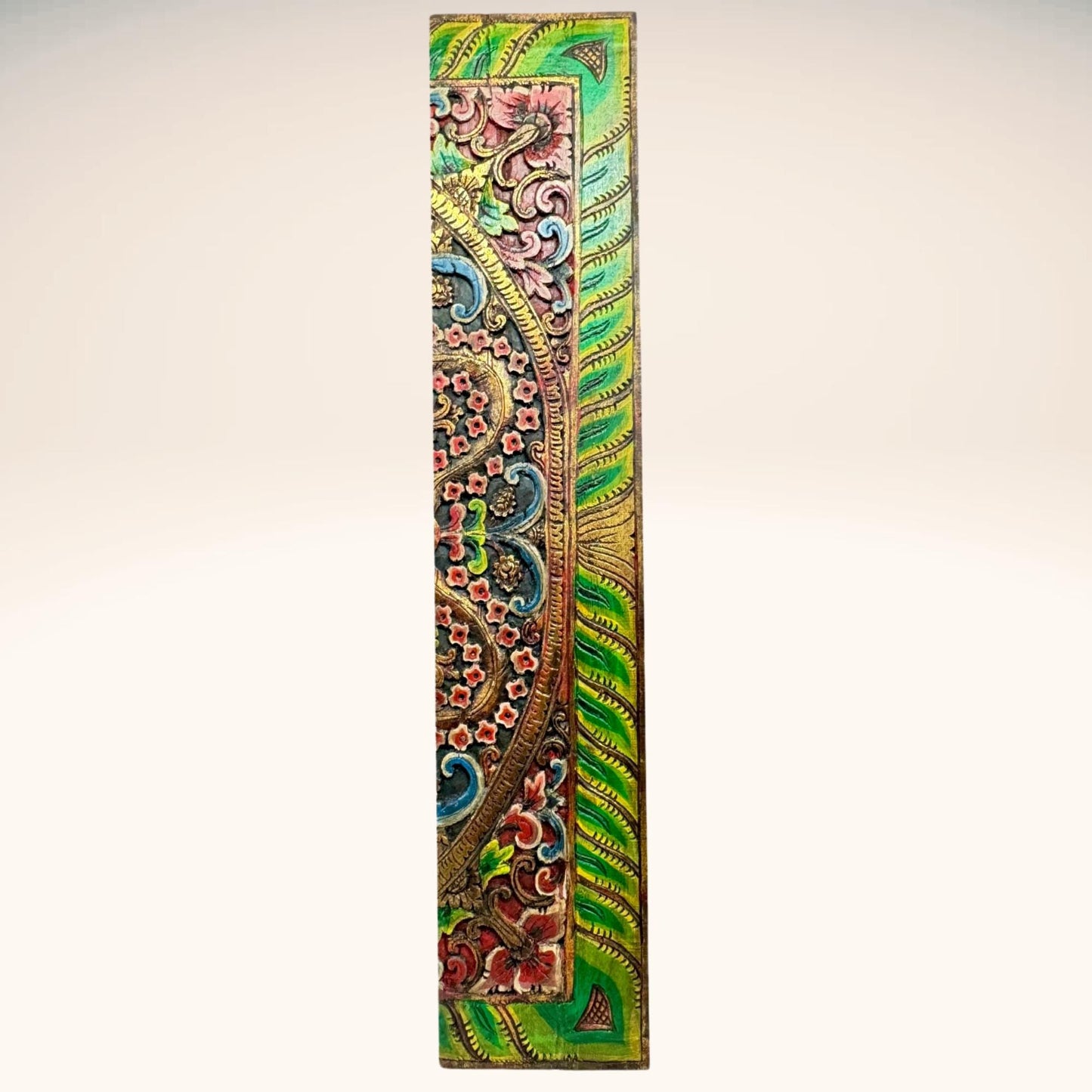 Balinese Lotus Wall Art Panel set: Hand carved Wood wall decor Carving Headboard  (59")