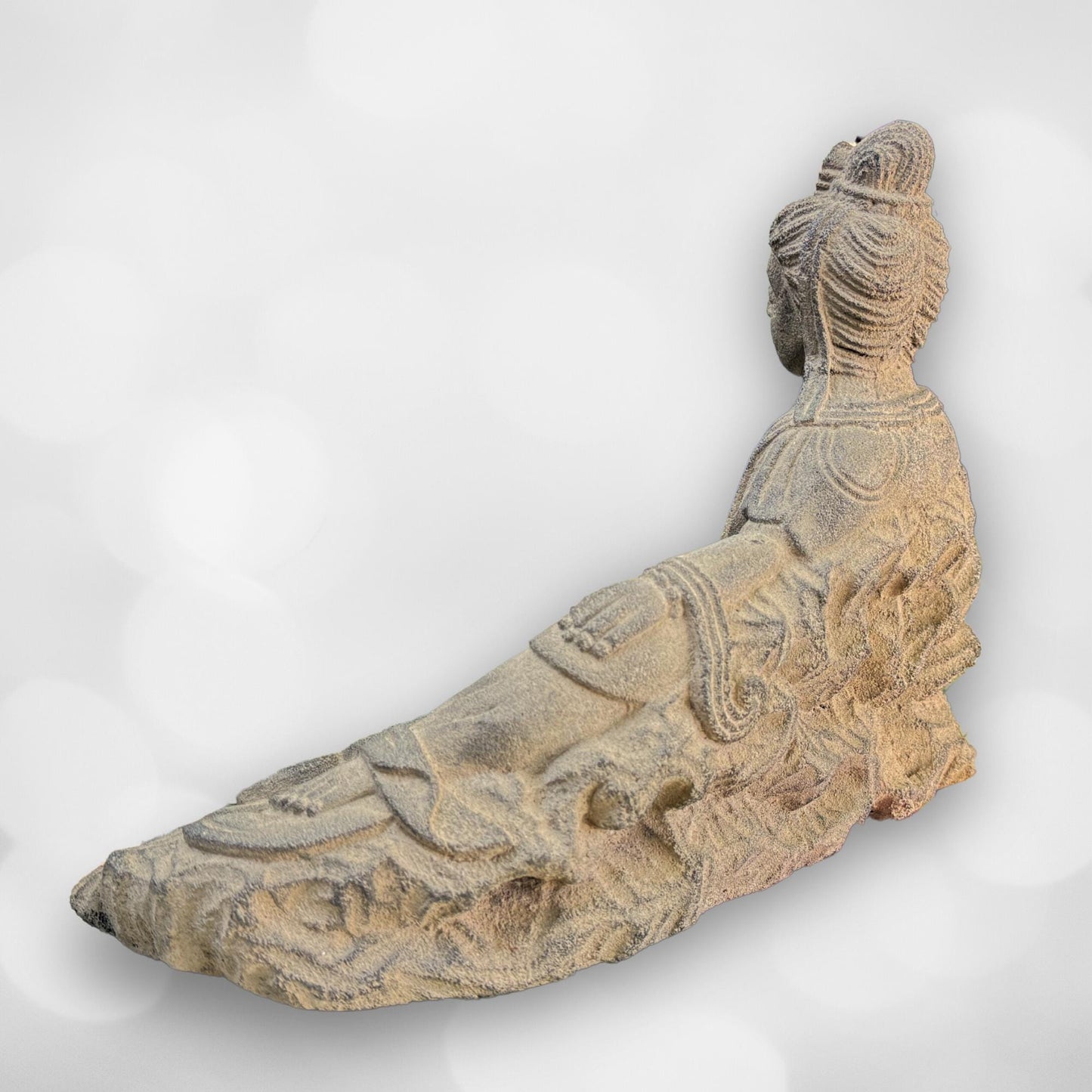 Guanyin Goddess of Mercy Garden Statue, Handmade Cast Lava Stone Kwan Yin Sculpture