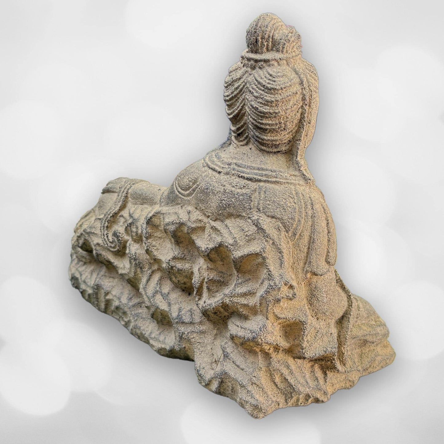 Guanyin Goddess of Mercy Garden Statue, Handmade Cast Lava Stone Kwan Yin Sculpture