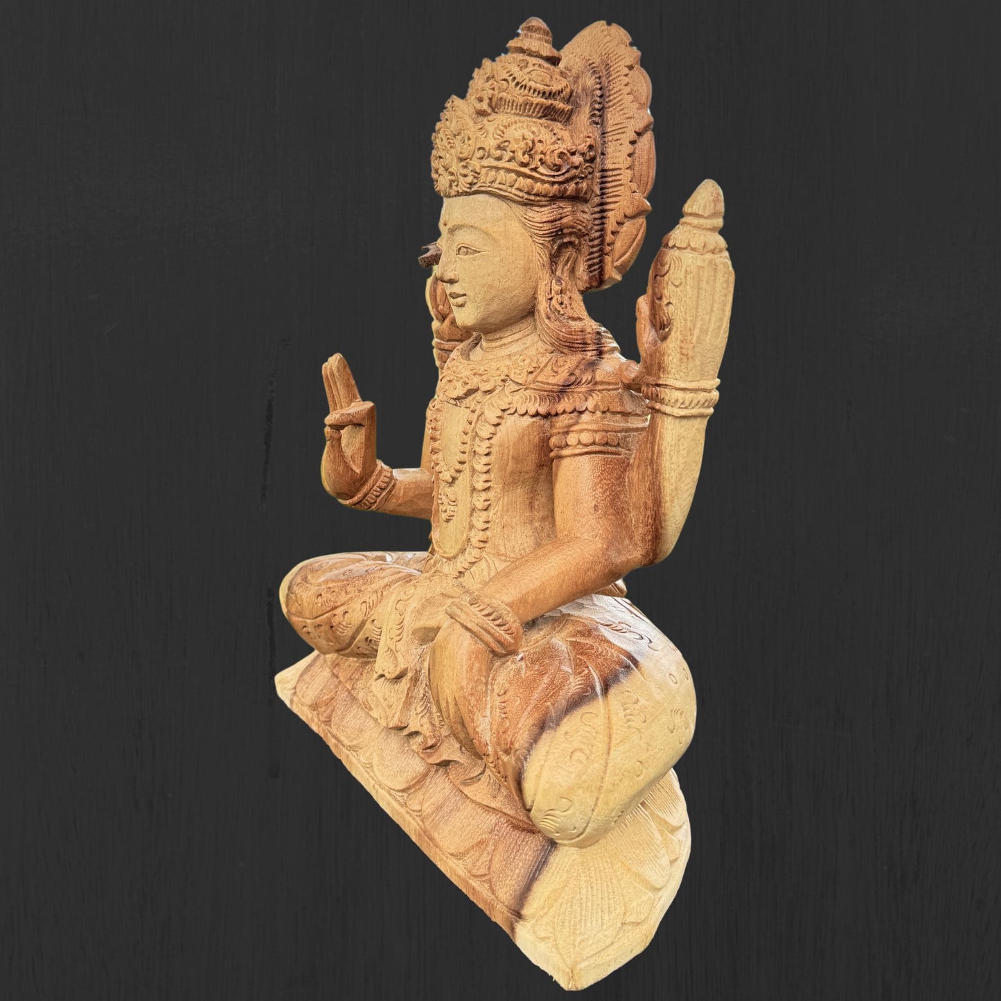 Vishnu Sculpture Preserver of Balance the universe Hand Carved Wood Wood statue Balinese Hindu Art