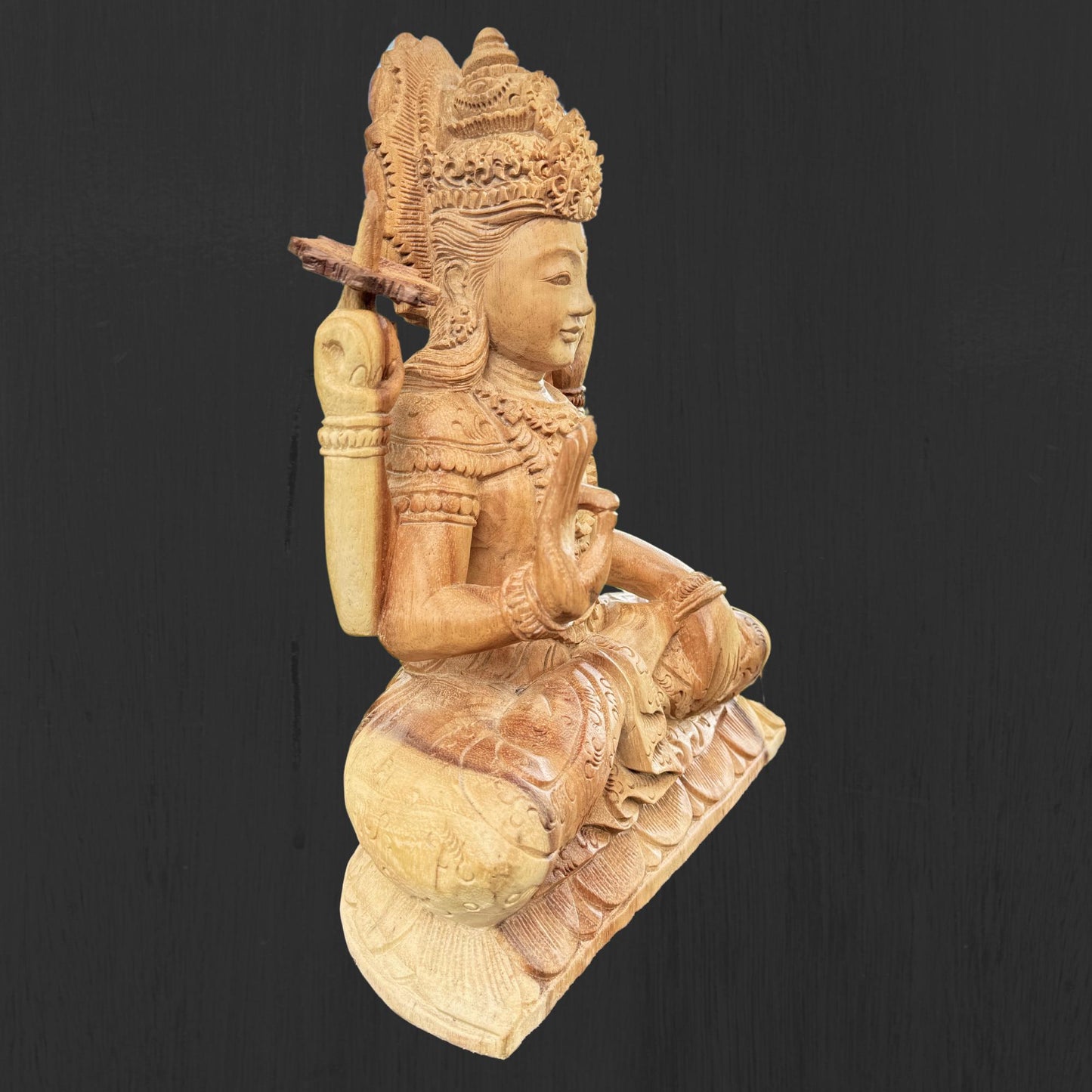 Vishnu Sculpture Preserver of Balance the universe Hand Carved Wood Wood statue Balinese Hindu Art