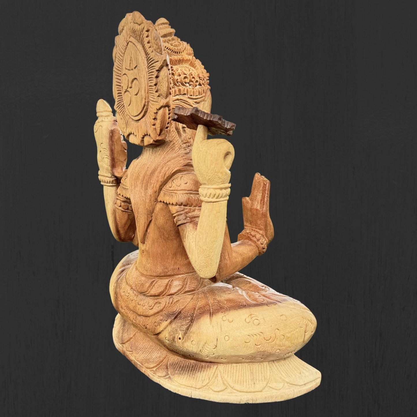 Vishnu Sculpture Preserver of Balance the universe Hand Carved Wood Wood statue Balinese Hindu Art