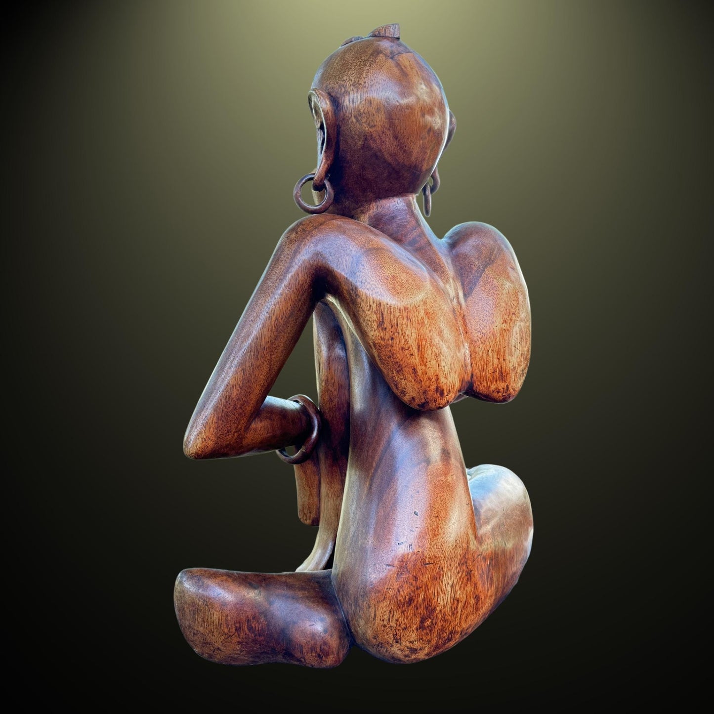 Abstract Yoga Pose Sculpture Meditating Yogi Statue Hand Carved Wood Balinese art