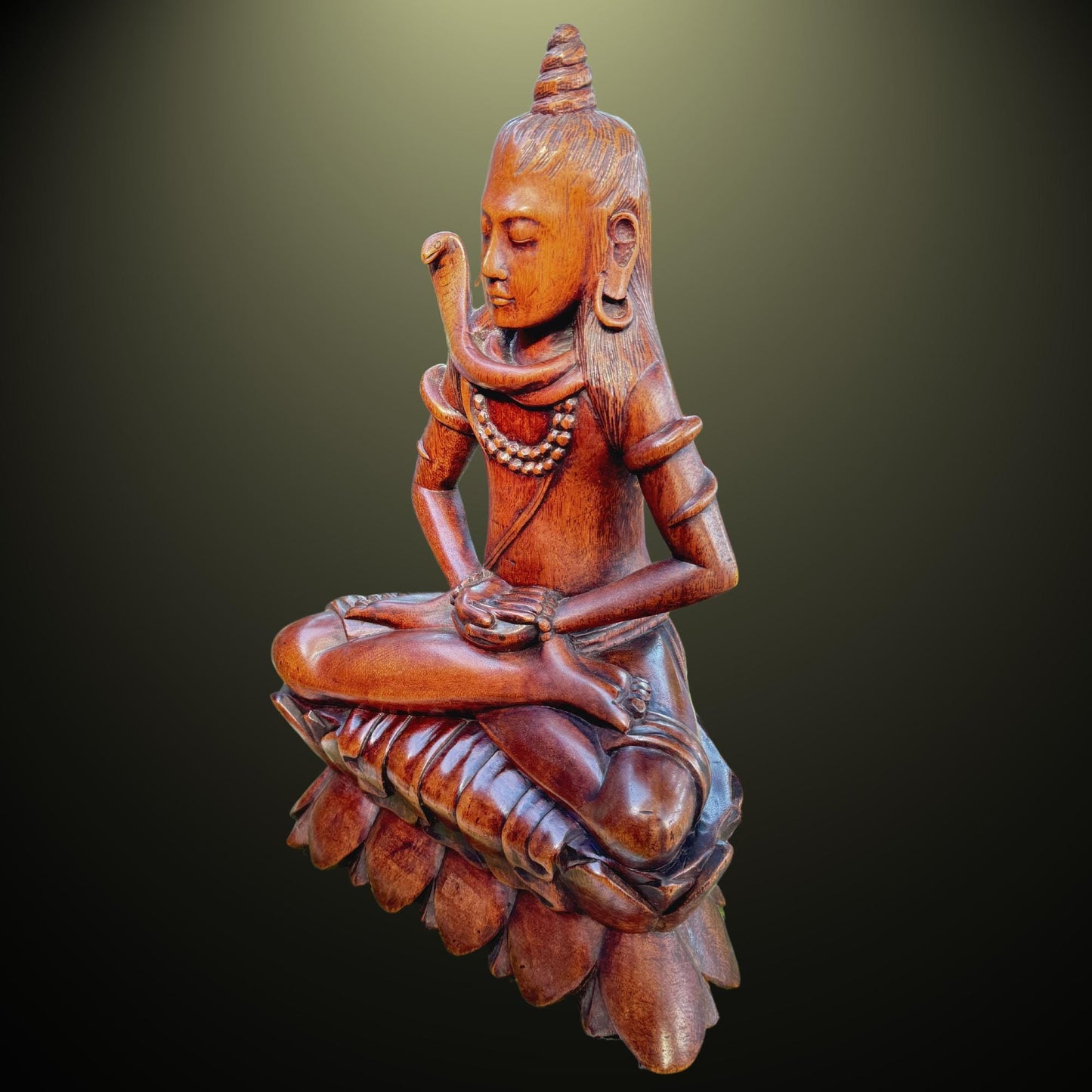 Lotus Pose Shiva Sculpture Lord of the Universe Statue Wood Carving Bali Hindu Art