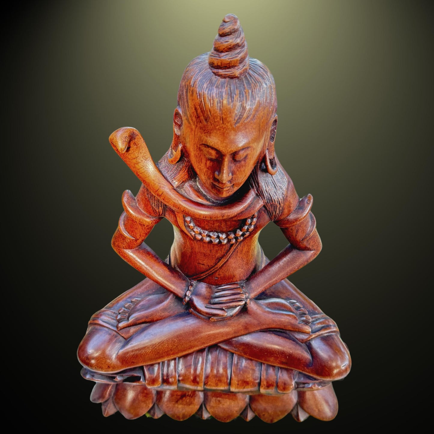 Lotus Pose Shiva Sculpture Lord of the Universe Statue Wood Carving Bali Hindu Art