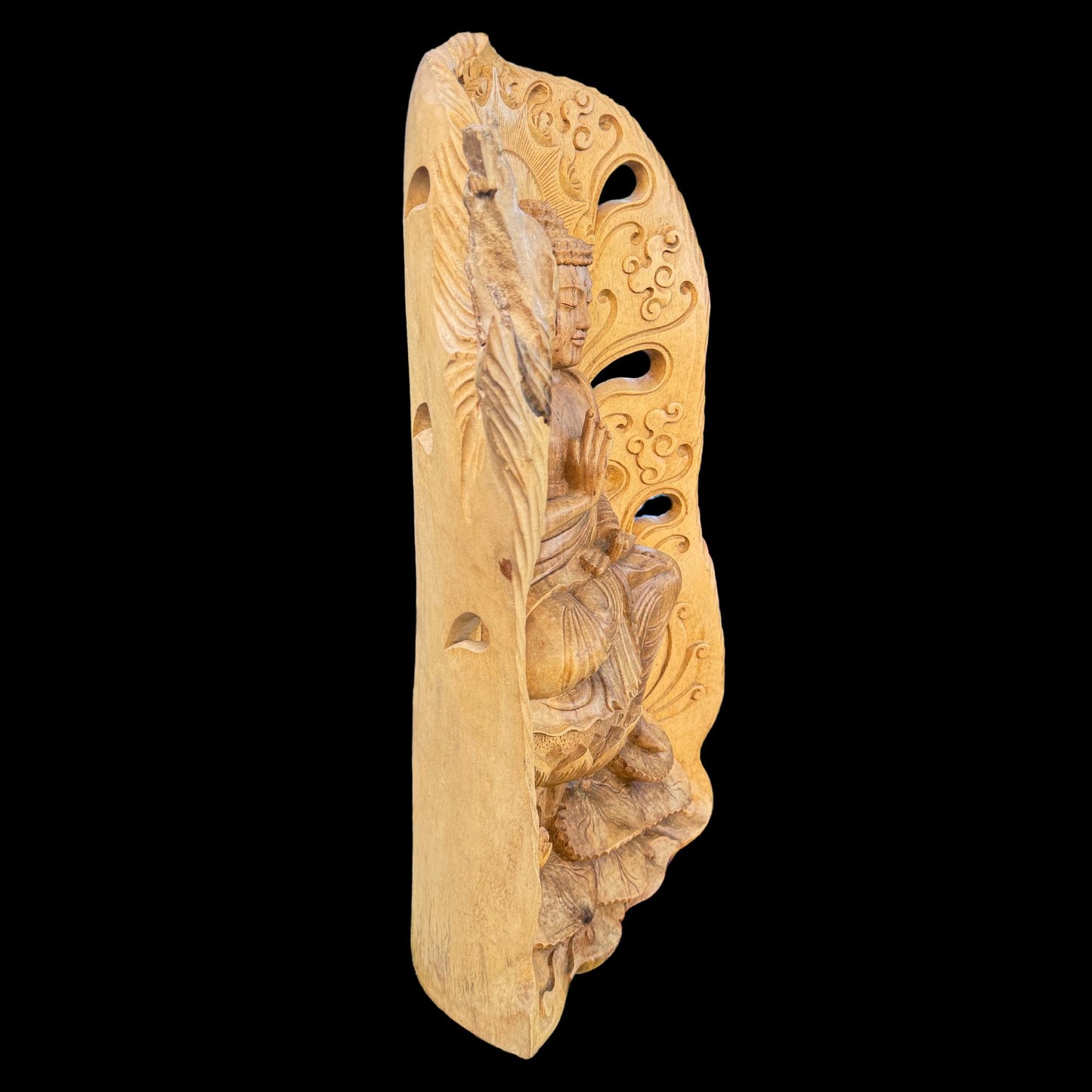 Hibiscus Wood Teaching Buddha Sculpture: Balinese Folk Art Statue
