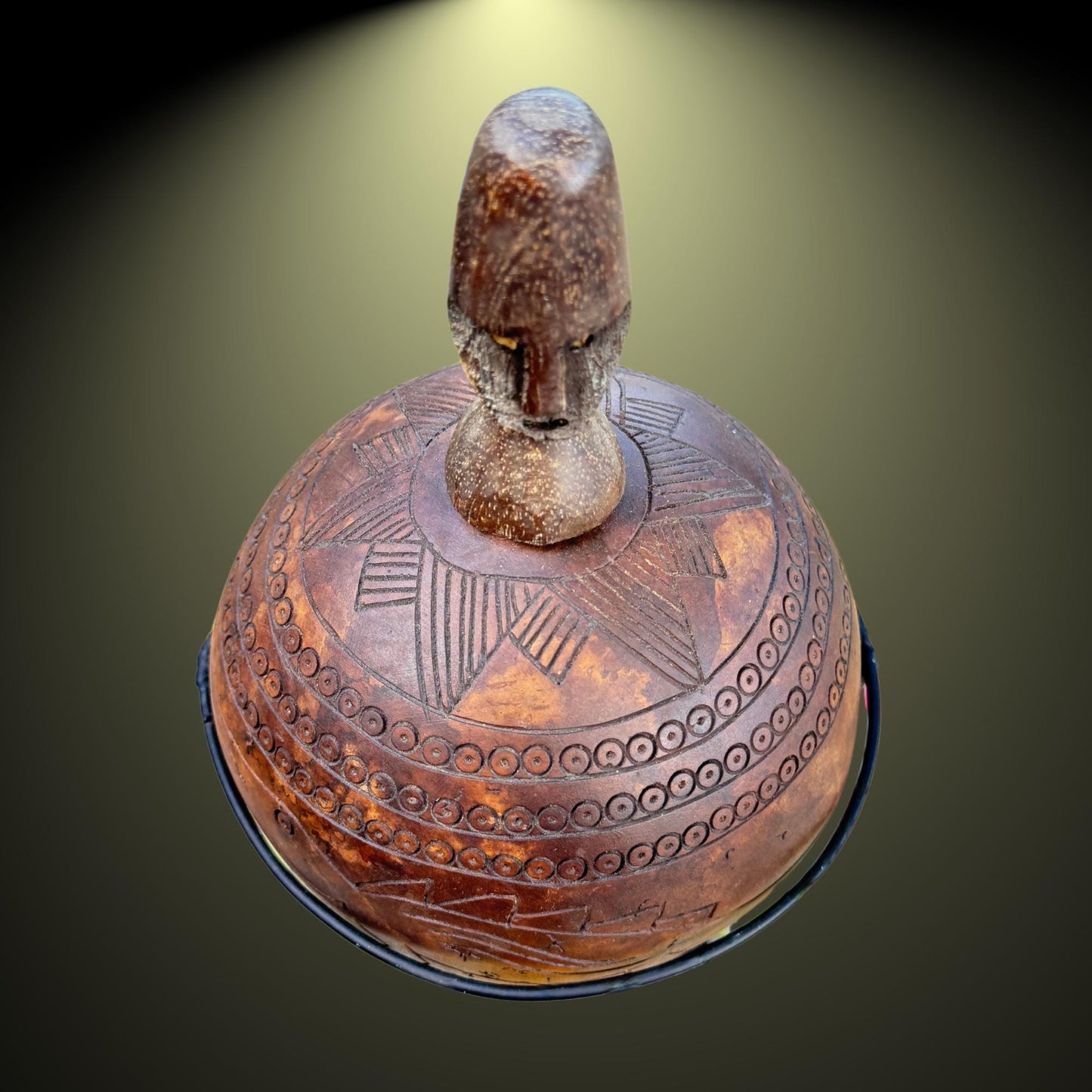 Hand Carved Gourd Betel Nut Container: Indonesian Timor Tribal Art