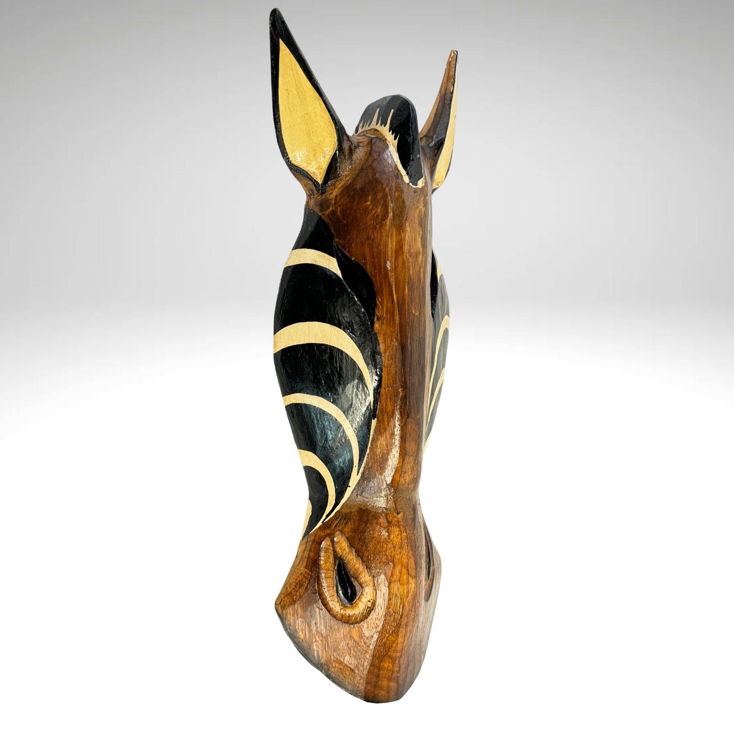 Hand Carved Zebra and Giraffe Mask: Painted Albesia Wood Wall Art