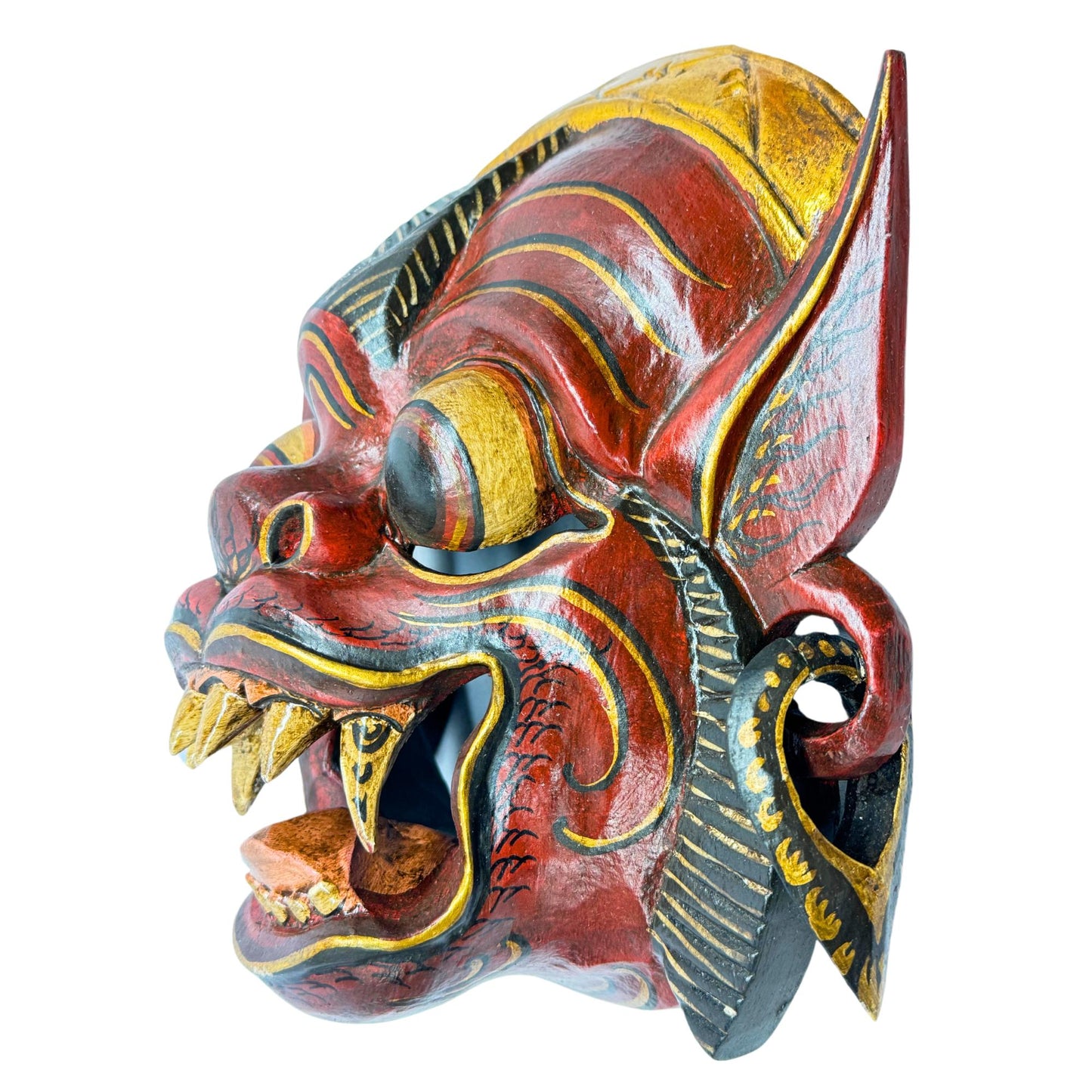 Balinese Hanuman Monkey Mask Carving: Hand-Carved Wood Wall Art, Indonesian Folk Art