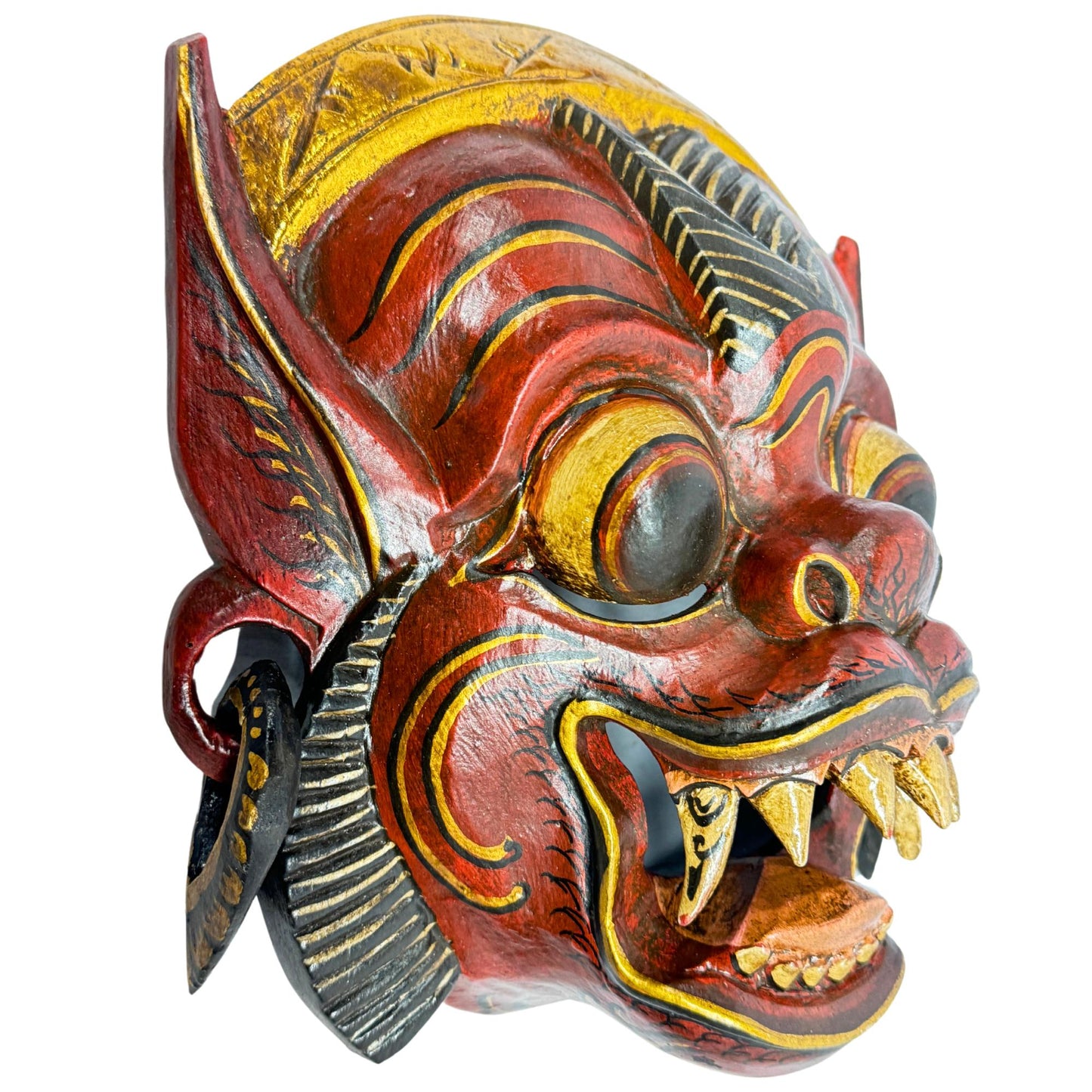 Balinese Hanuman Monkey Mask Carving: Hand-Carved Wood Wall Art, Indonesian Folk Art
