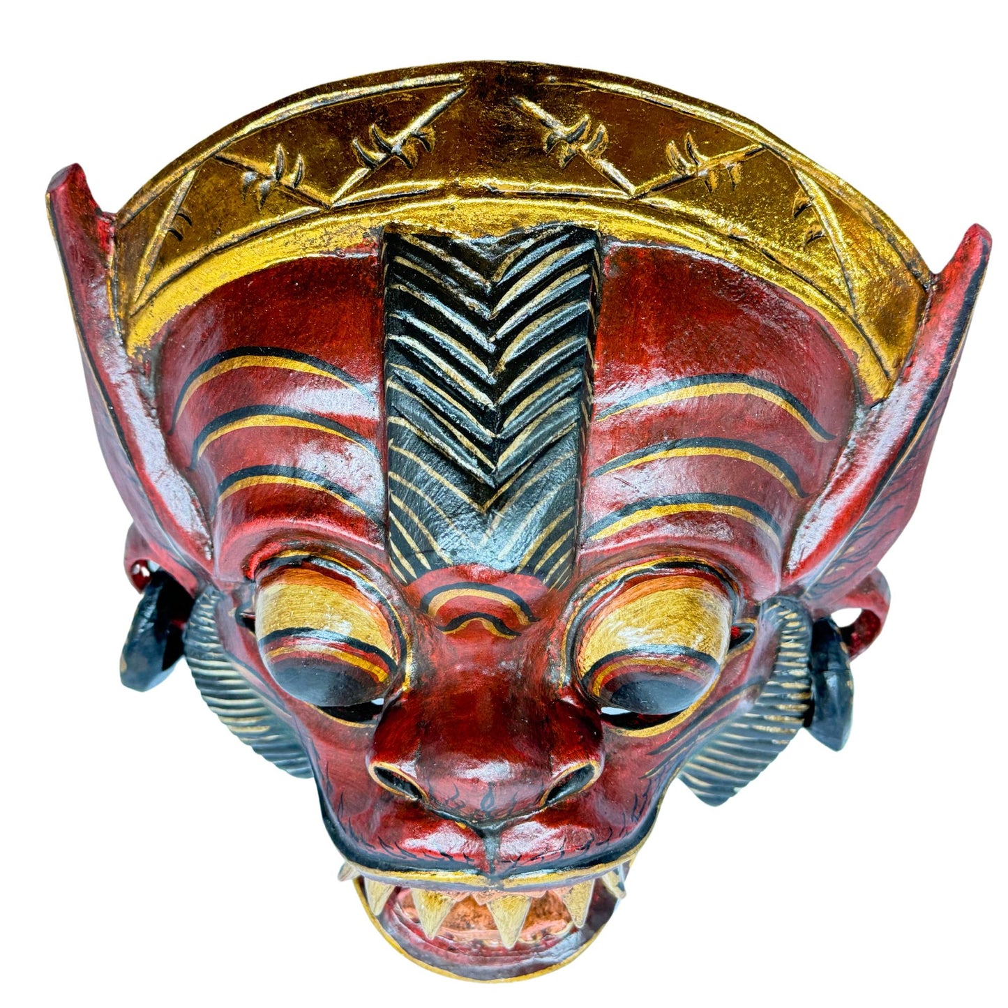 Balinese Hanuman Monkey Mask Carving: Hand-Carved Wood Wall Art, Indonesian Folk Art