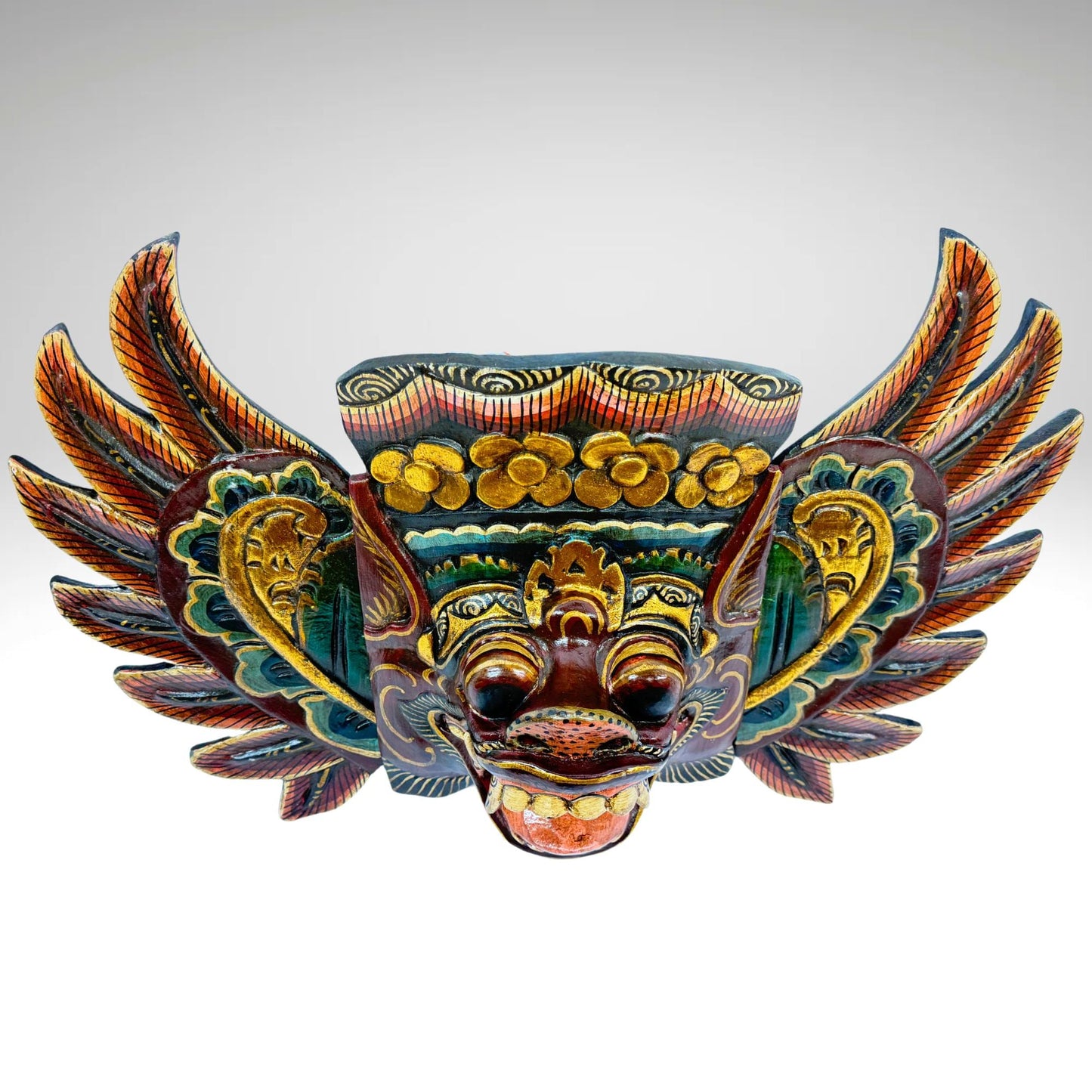 Balinese Barong Pig Mask: Hand Carved Wood Wall Decor