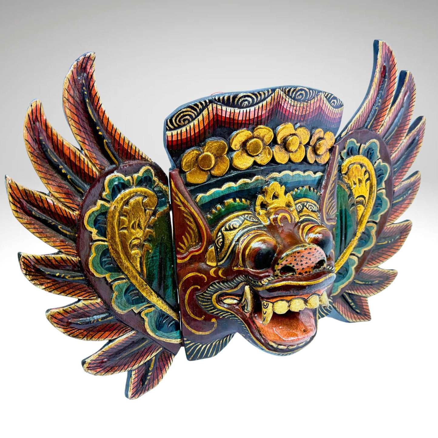 Balinese Barong Pig Mask: Hand Carved Wood Wall Decor