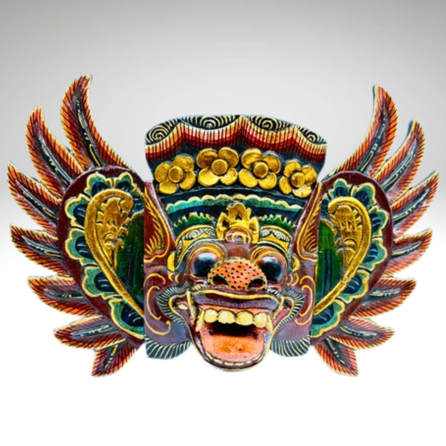Balinese Barong Pig Mask: Hand Carved Wood Wall Decor