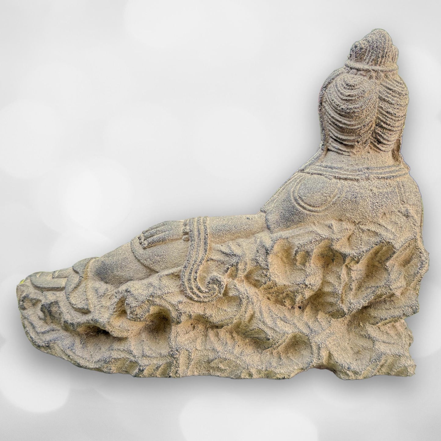 Guanyin Goddess of Mercy Garden Statue, Handmade Cast Lava Stone Kwan Yin Sculpture