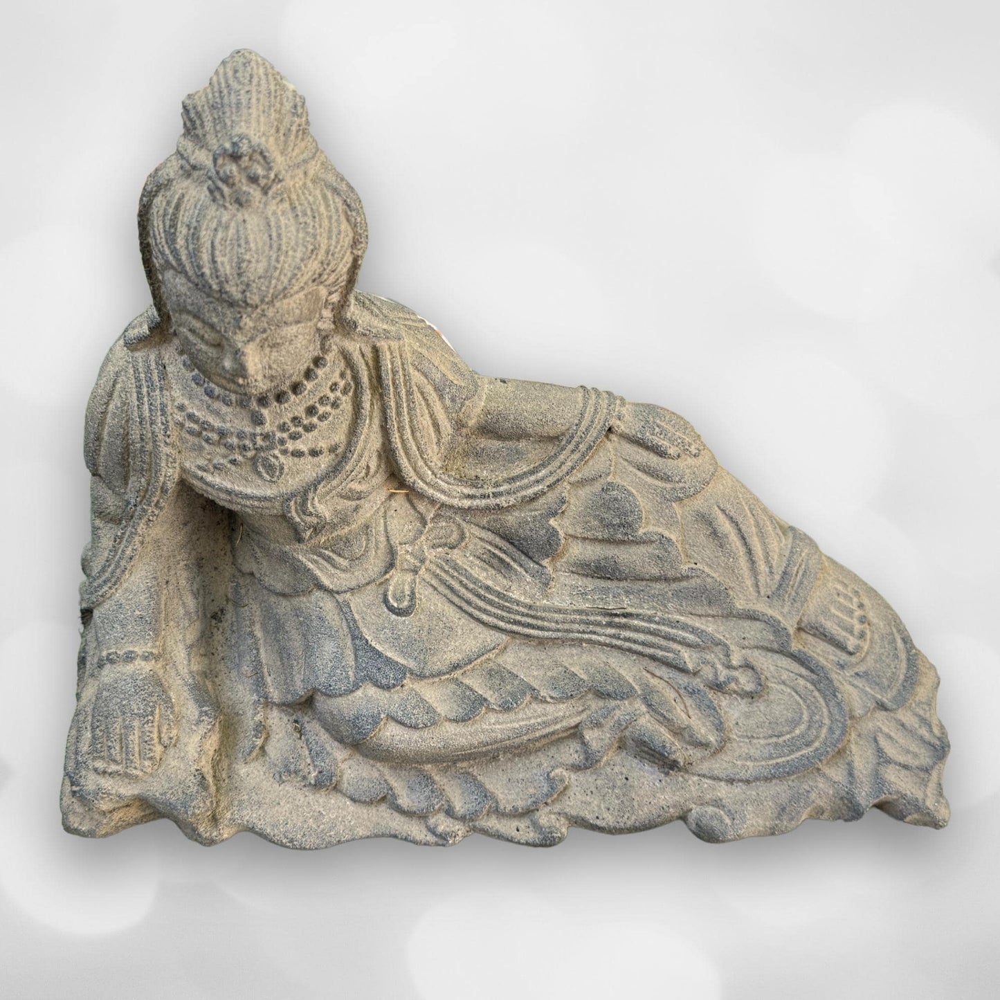 Guanyin Goddess of Mercy Garden Statue, Handmade Cast Lava Stone Kwan Yin Sculpture