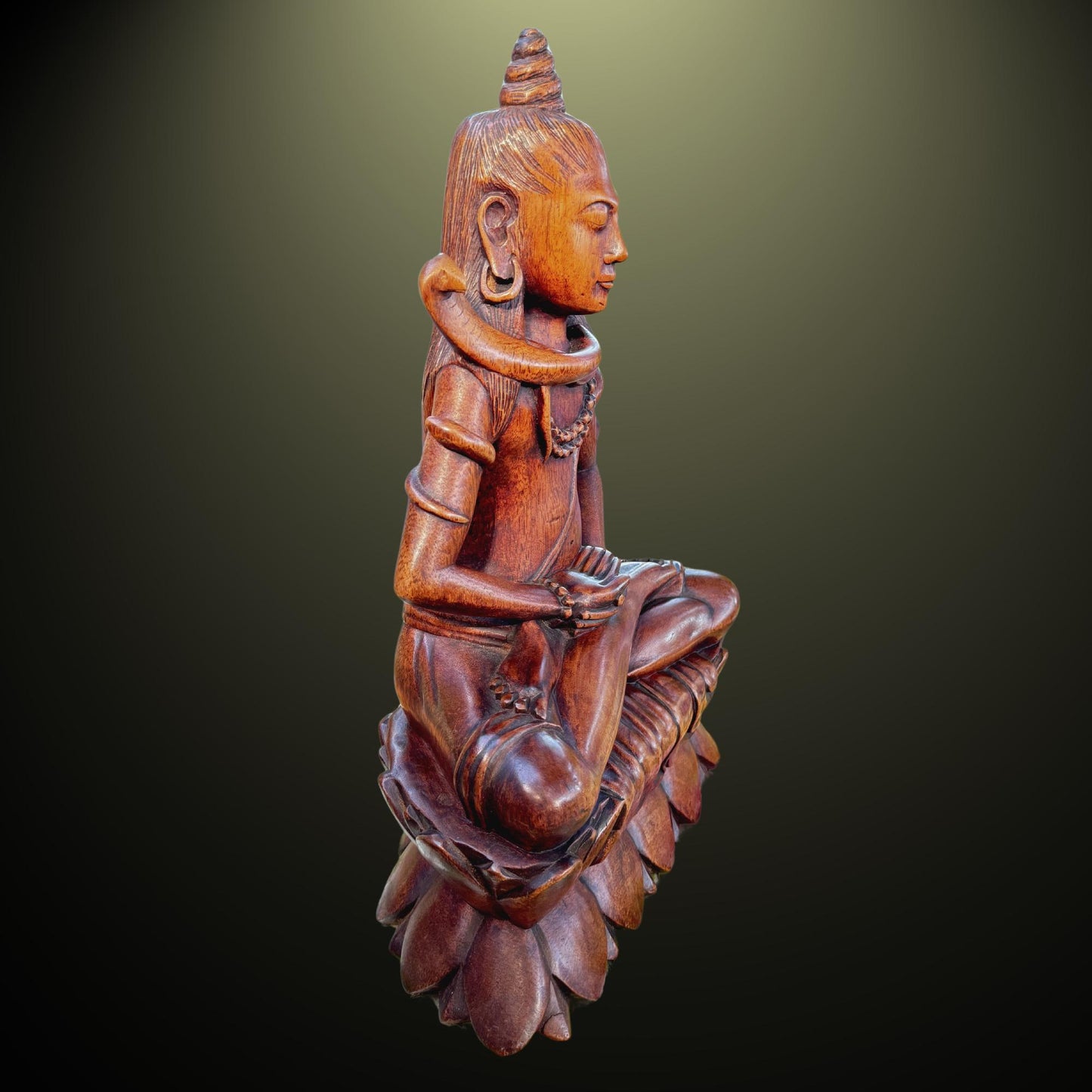 Lotus Pose Shiva Sculpture Lord of the Universe Statue Wood Carving Bali Hindu Art