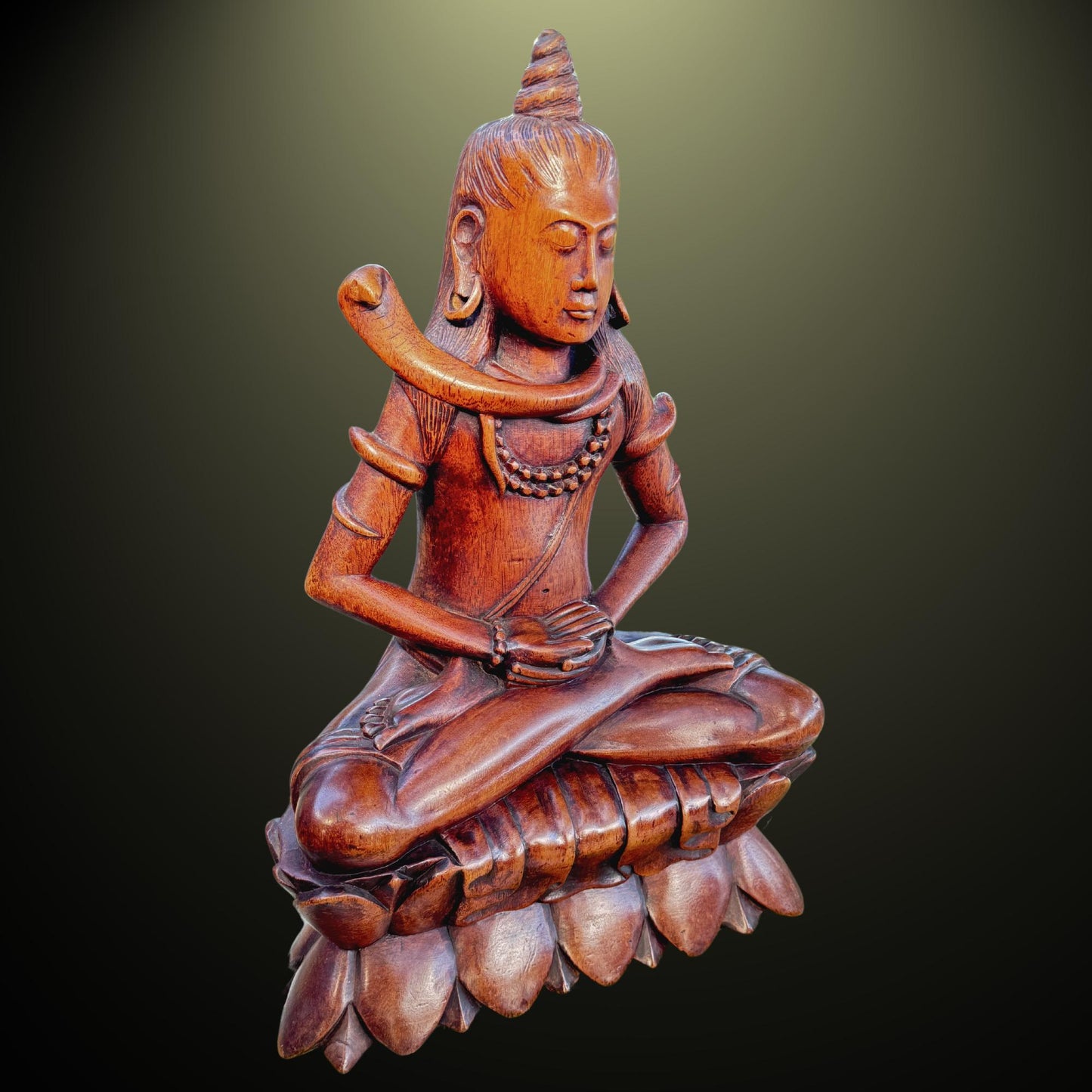 Lotus Pose Shiva Sculpture Lord of the Universe Statue Wood Carving Bali Hindu Art