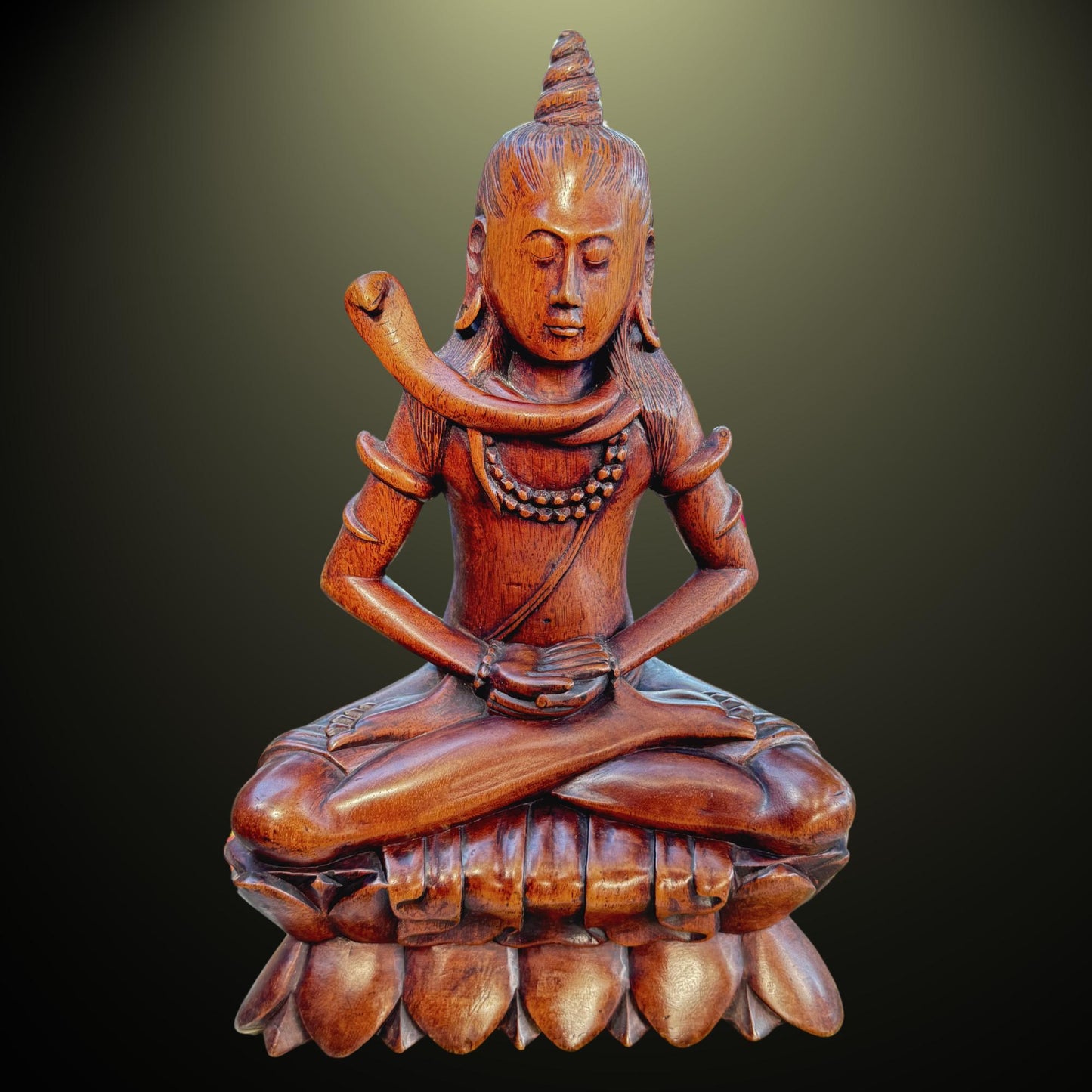 Lotus Pose Shiva Sculpture Lord of the Universe Statue Wood Carving Bali Hindu Art