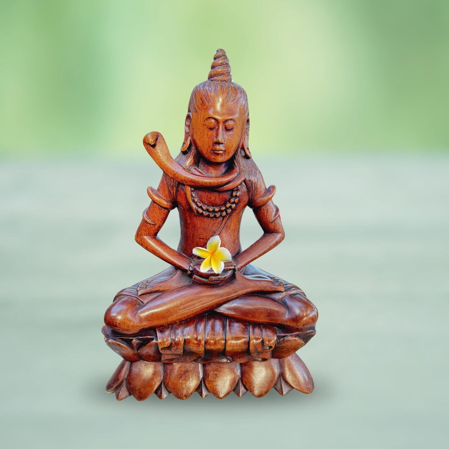 Lotus Pose Shiva Sculpture Lord of the Universe Statue Wood Carving Bali Hindu Art