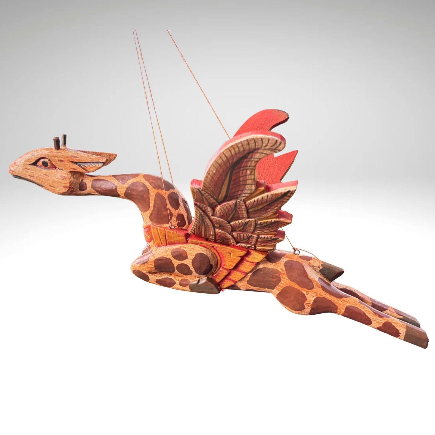 Winged Giraffe Mobile Flying Spirit Demon Chaser Hand Carved wood Balinese Folk Art
