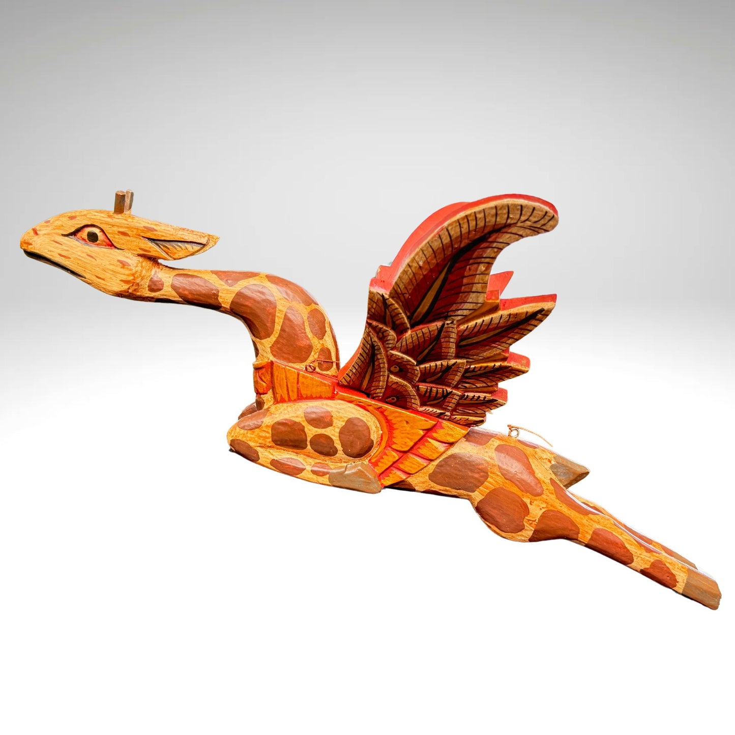 Winged Giraffe Mobile Flying Spirit Demon Chaser Hand Carved wood Balinese Folk Art