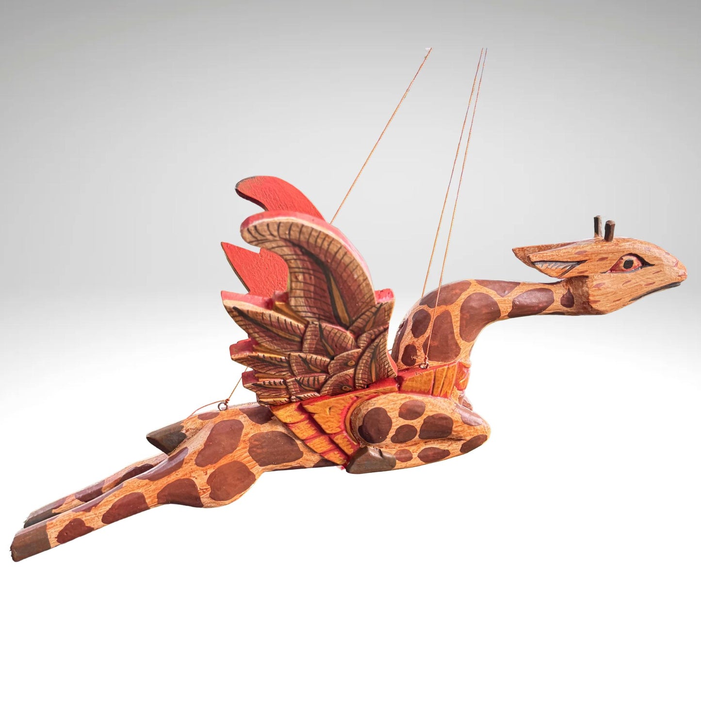 Winged Giraffe Mobile Flying Spirit Demon Chaser Hand Carved wood Balinese Folk Art