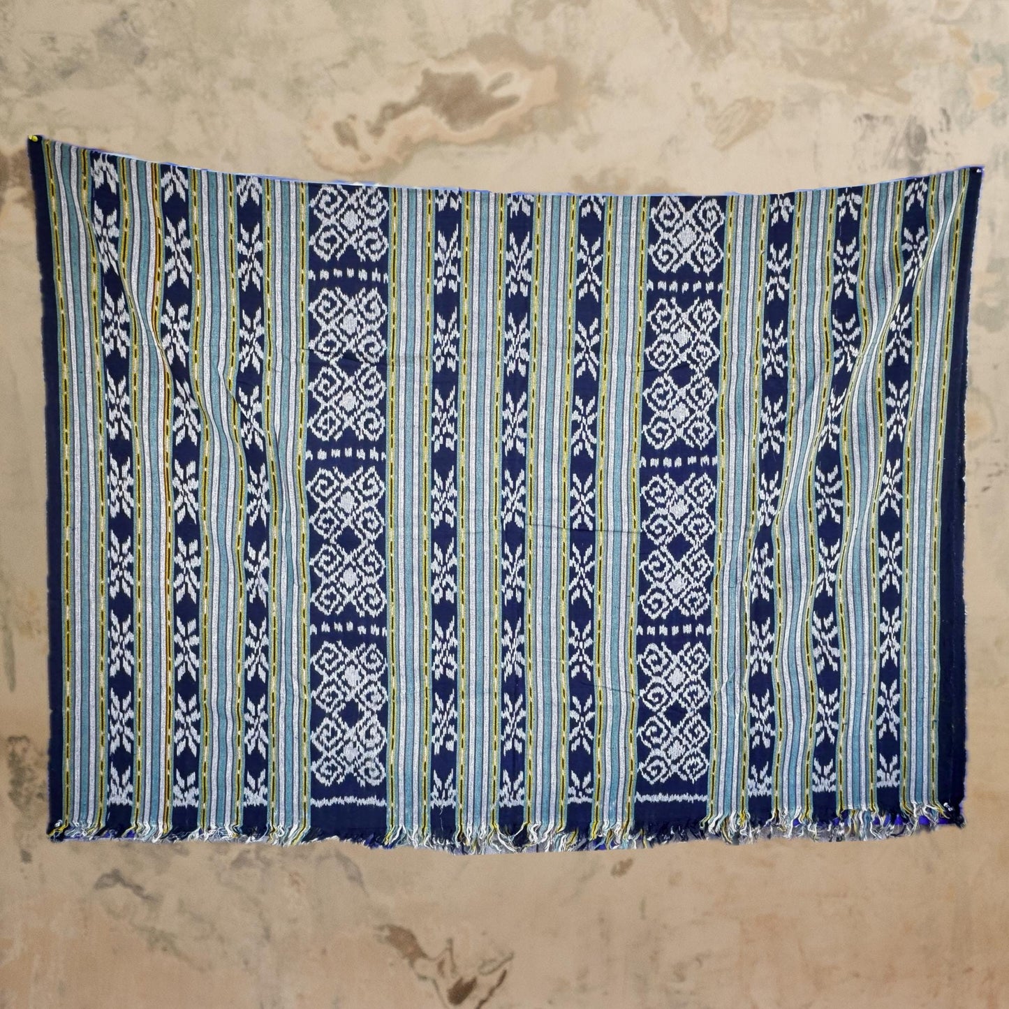 Indonesian Ikat handwoven cotton Tapestry Wall hanging Blanket Handmade hand loomed textile Black