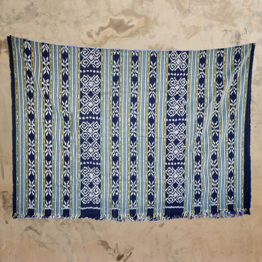 Indonesian Ikat handwoven cotton Tapestry Wall hanging Blanket Handmade hand loomed textile Black