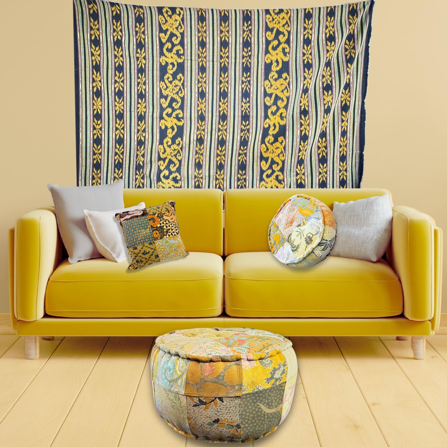 Hand Woven Indonesian Ikat Cotton Tapestry: Ethnic Hand loomed Cloth Blanket