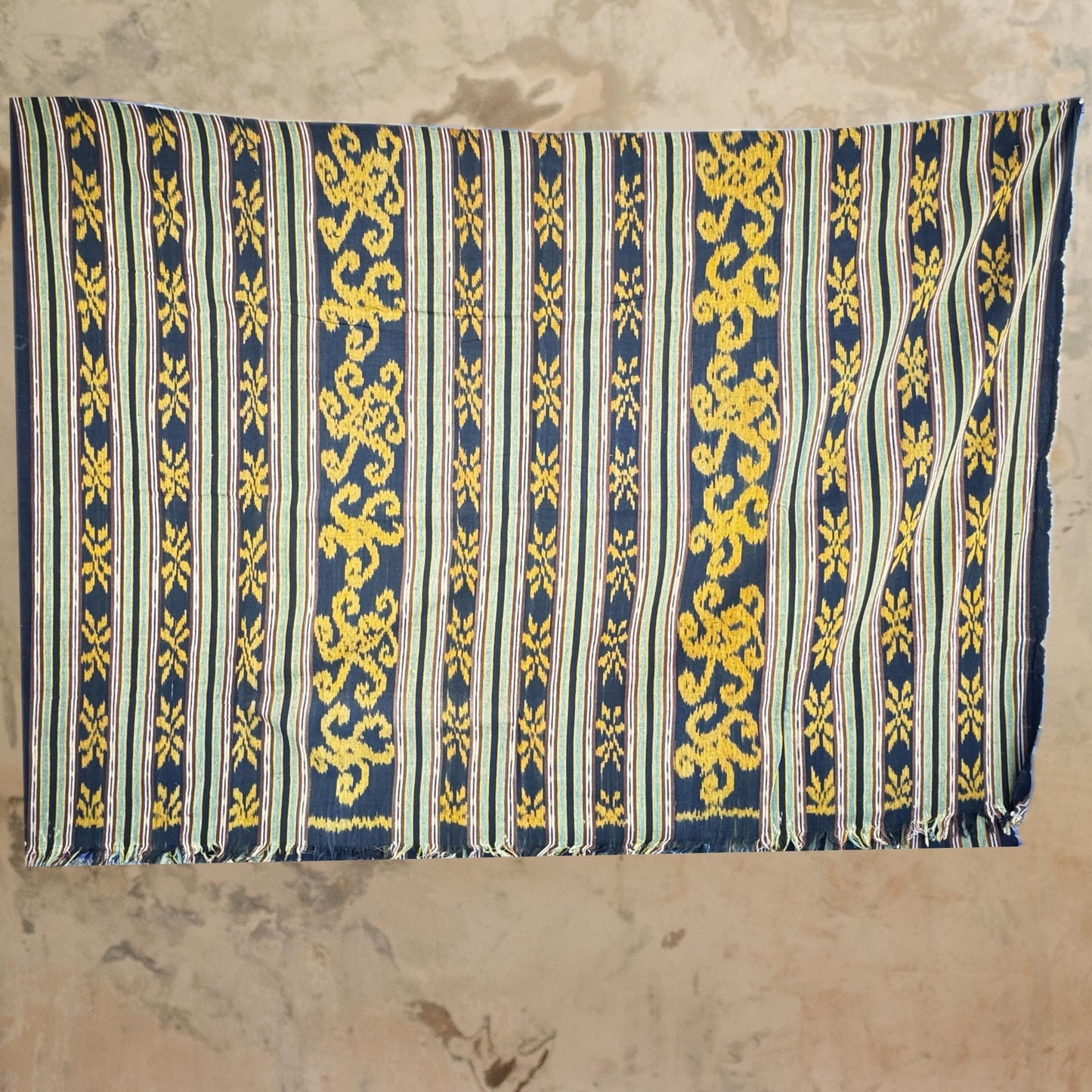 Hand Woven Indonesian Ikat Cotton Tapestry: Ethnic Hand loomed Cloth Blanket