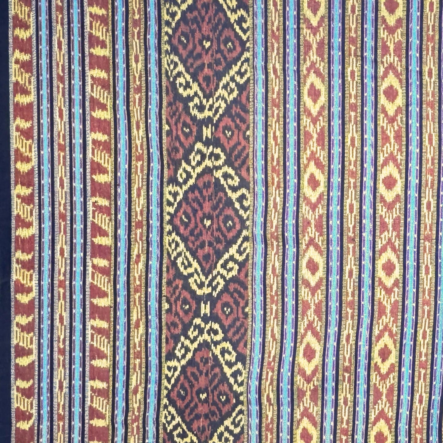 Handwoven Ikat Cotton Tapestry: Indonesian Octopus Motif Wall Hanging