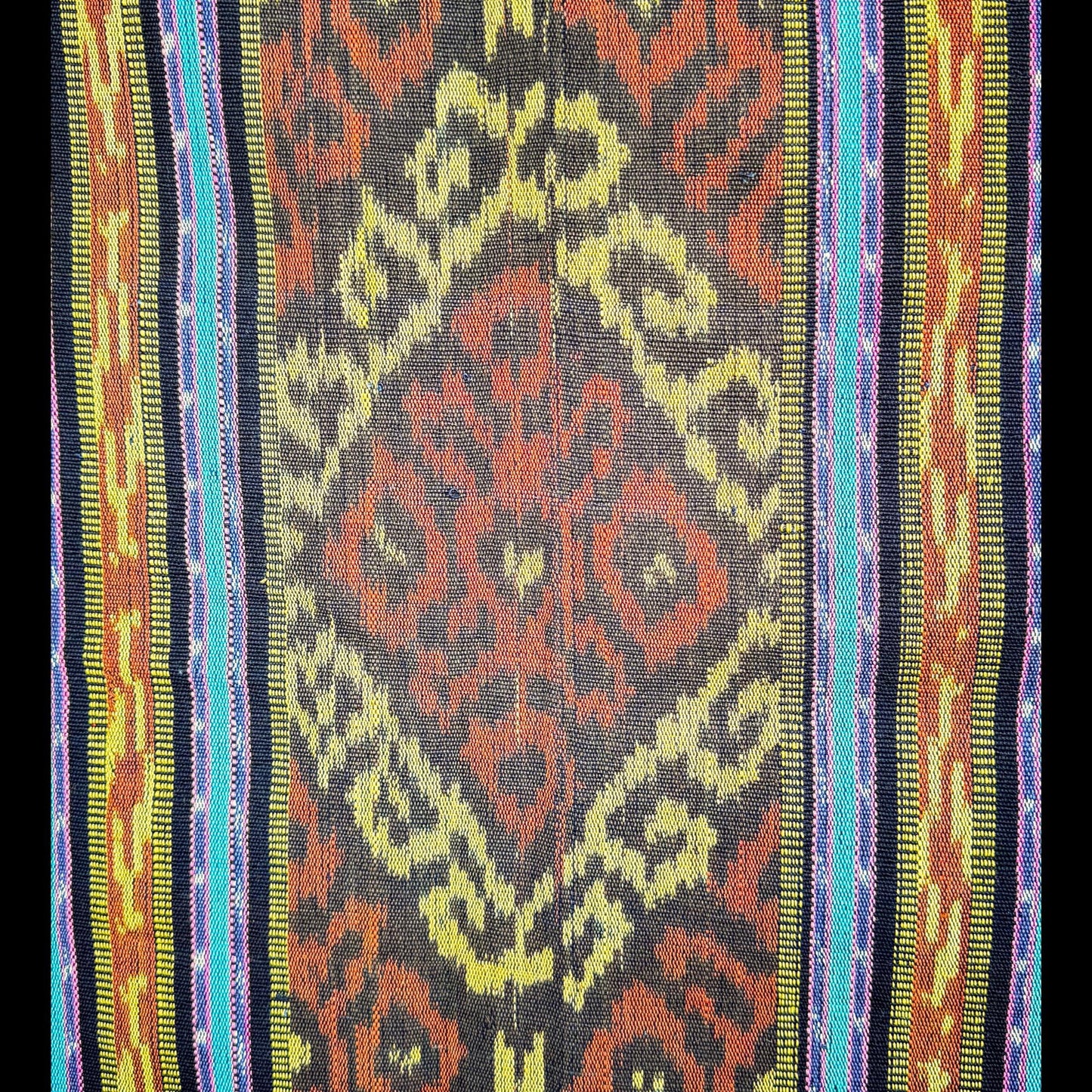 Handwoven Ikat Cotton Tapestry: Indonesian Octopus Motif Wall Hanging