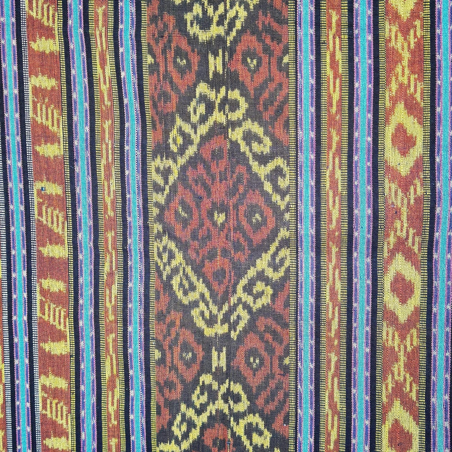 Handwoven Ikat Cotton Tapestry: Indonesian Octopus Motif Wall Hanging
