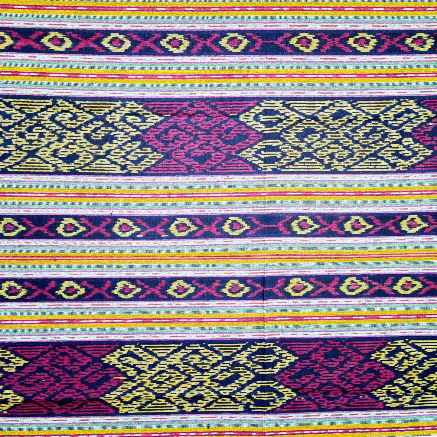 Handwoven Indonesian Ikat Cotton Tapestry: Hand Loomed Red Indigo Ethnic Blanket