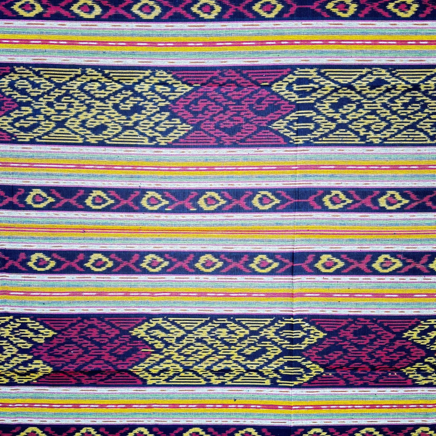 Handwoven Indonesian Ikat Cotton Tapestry: Hand Loomed Red Indigo Ethnic Blanket