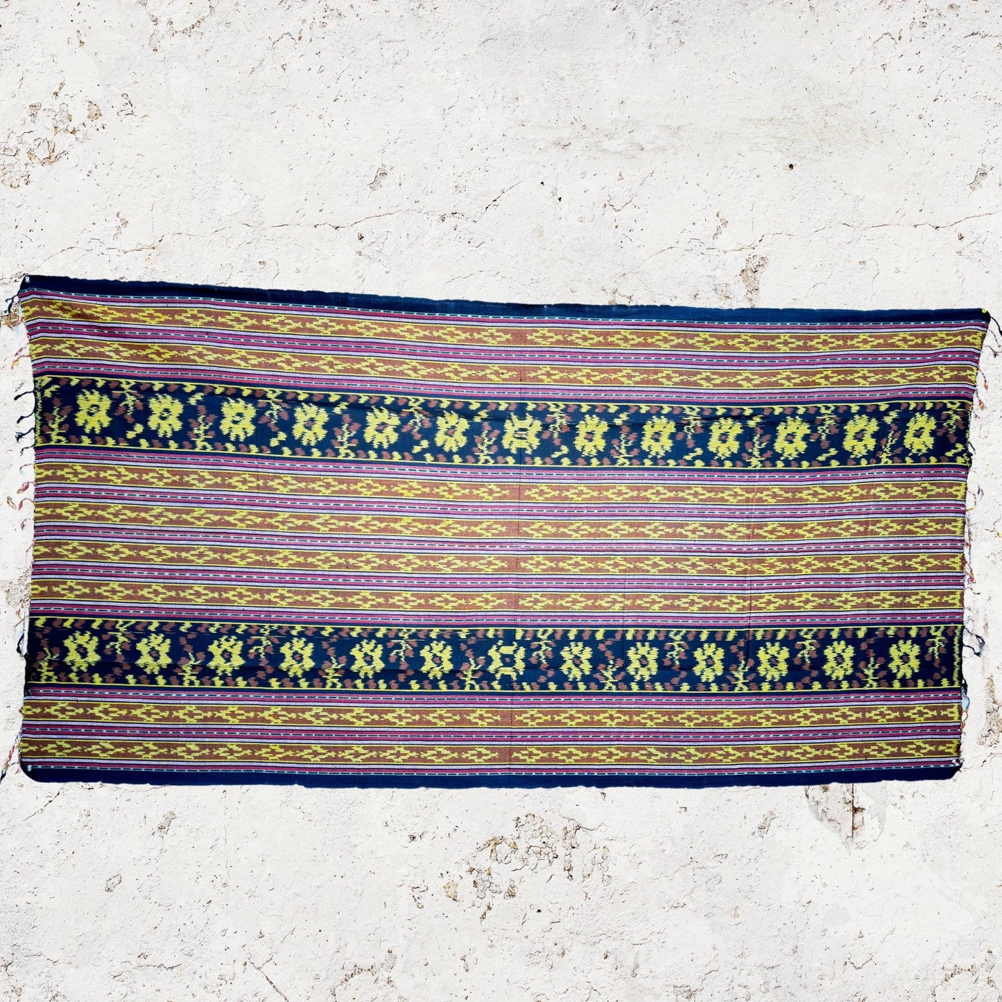 Handwoven Ikat Throw - Cotton Tapestry Wall decor Blanket, Indonesian Handmade Ethnic Textile & Boho Decor