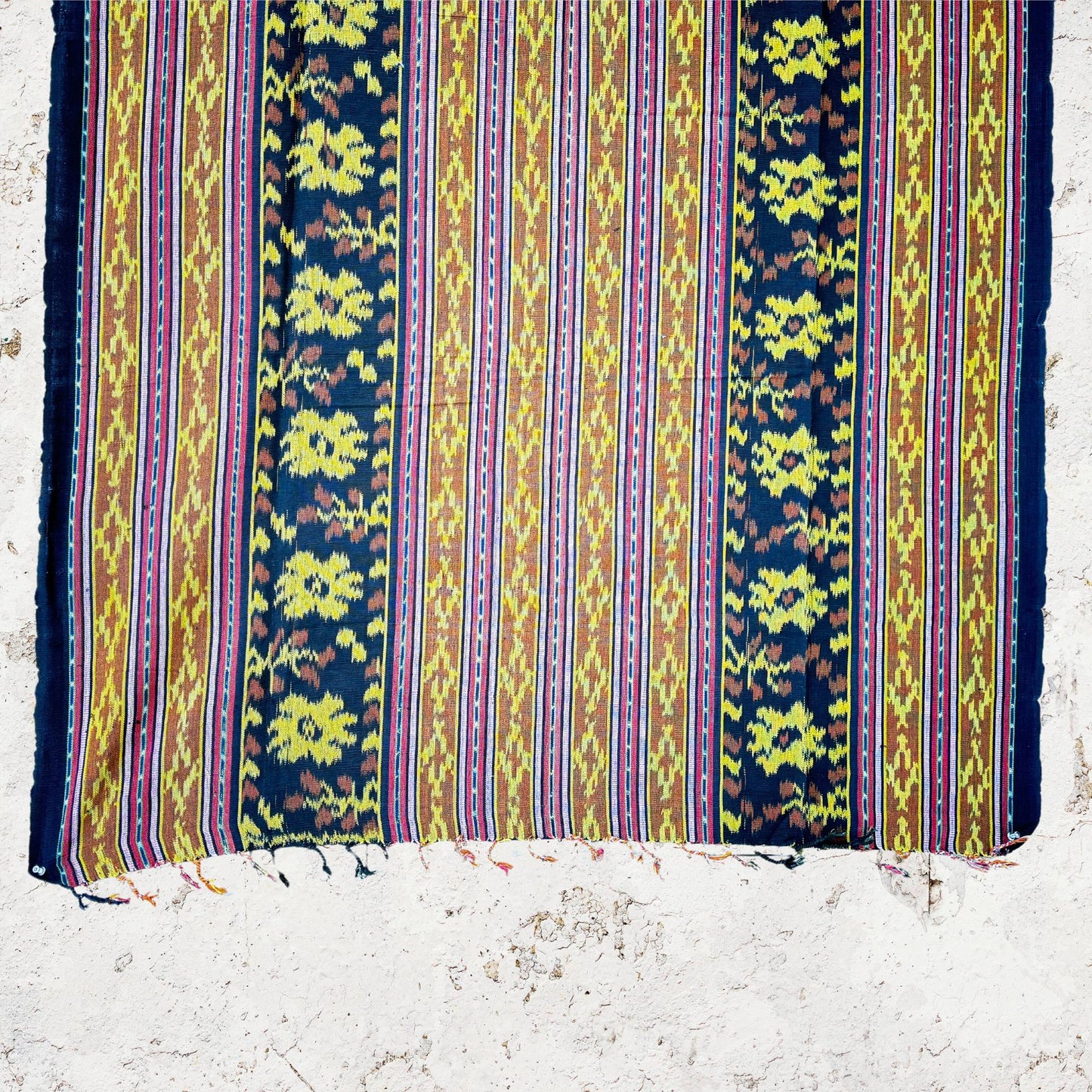 Handwoven Ikat Throw - Cotton Tapestry Wall decor Blanket, Indonesian Handmade Ethnic Textile & Boho Decor