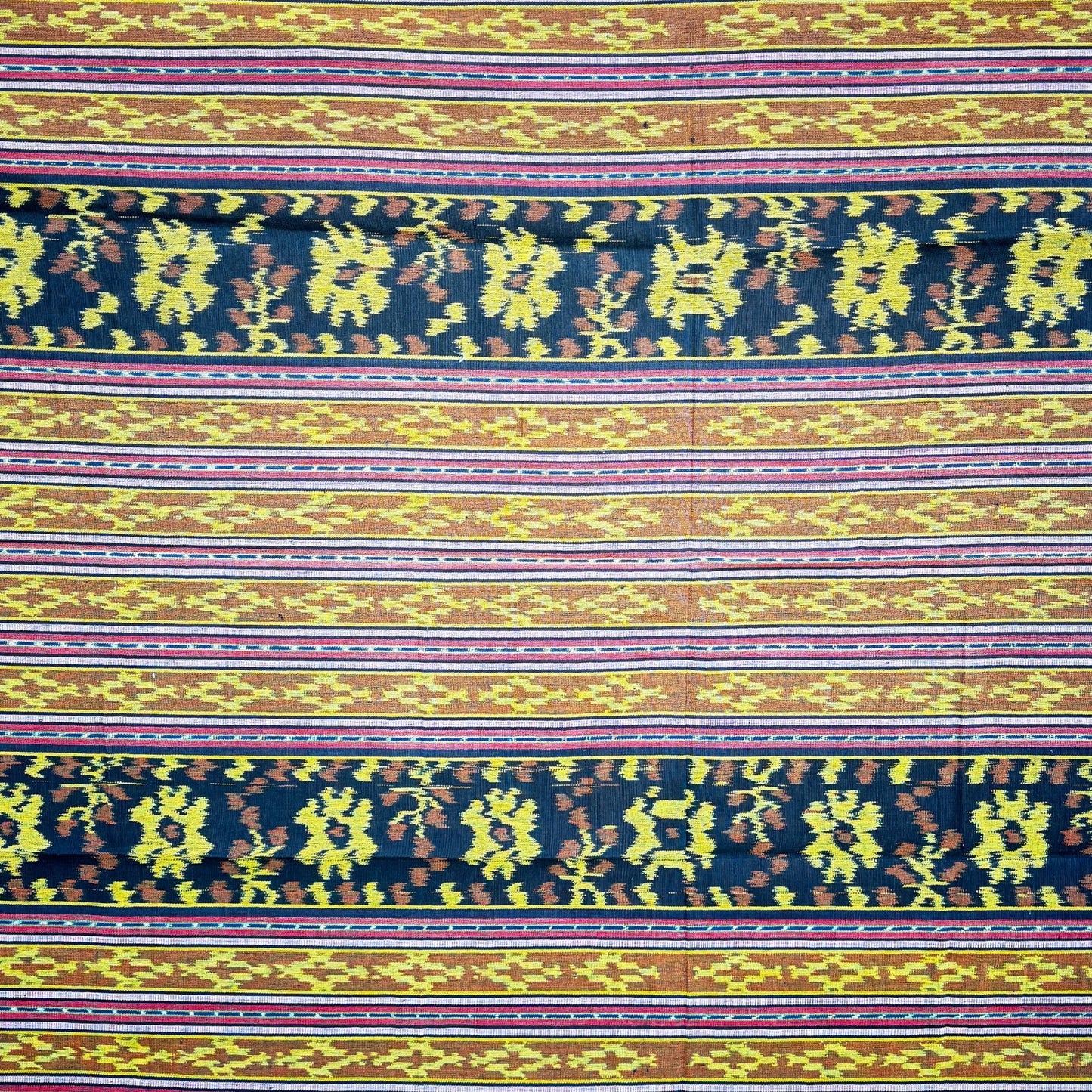 Handwoven Ikat Throw - Cotton Tapestry Wall decor Blanket, Indonesian Handmade Ethnic Textile & Boho Decor
