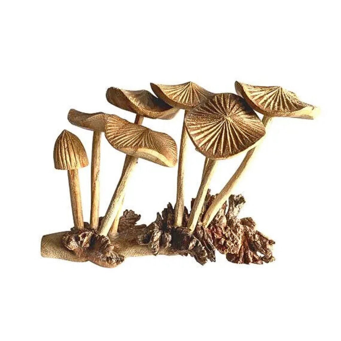 Hand Carved Mushroom Sculpture: Balinese Parasite Wood Carving, Fungi Statue