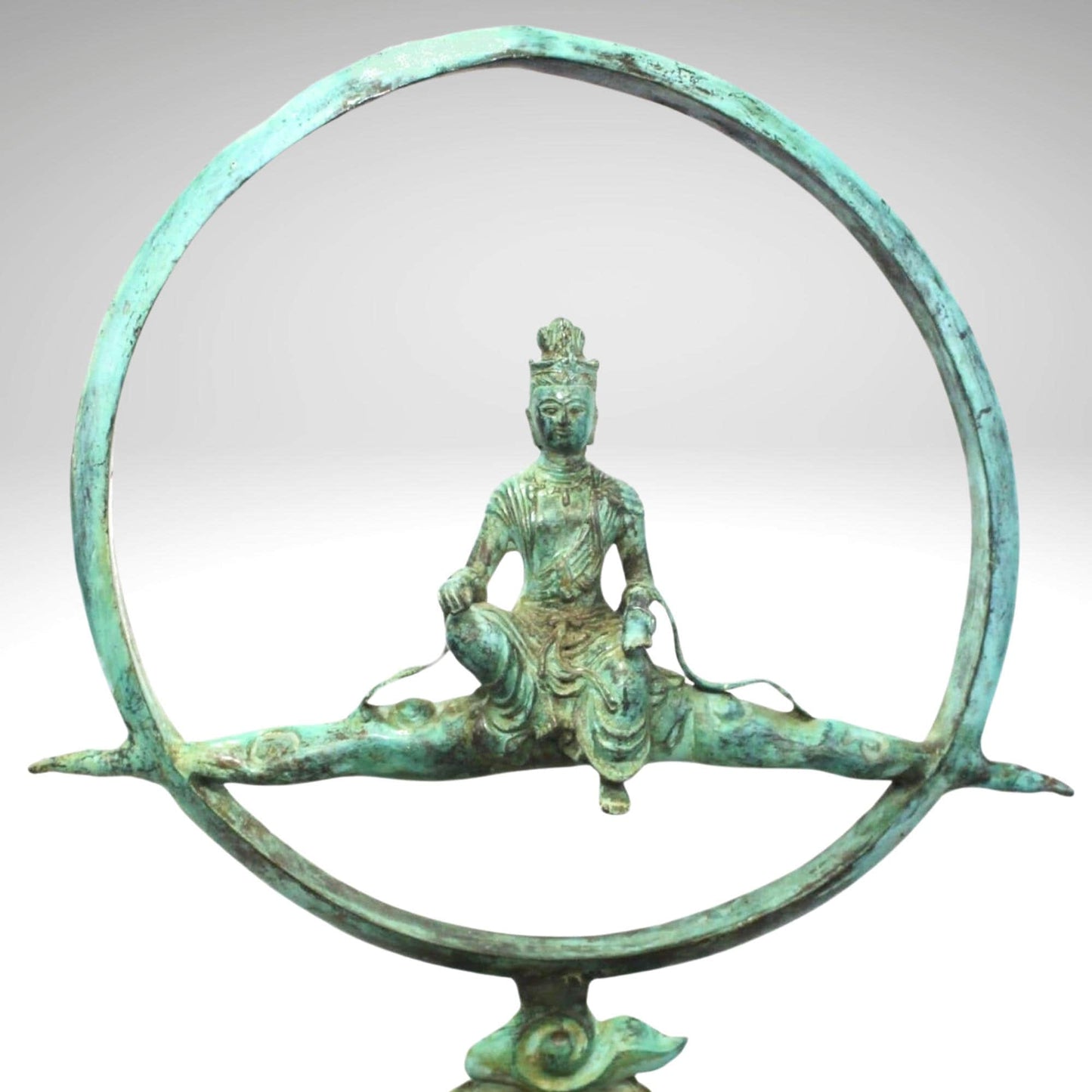 Bronze Buddha Seated on Nimbus Cloud Sculpture, Handmade Lost Wax Cast Metal, Buddhist Statue