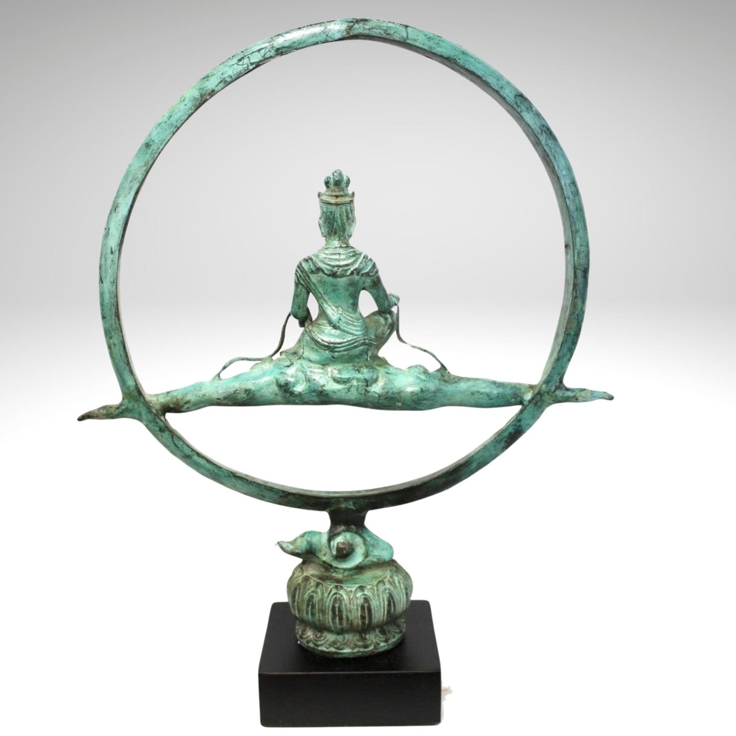 Bronze Buddha Seated on Nimbus Cloud Sculpture, Handmade Lost Wax Cast Metal, Buddhist Statue