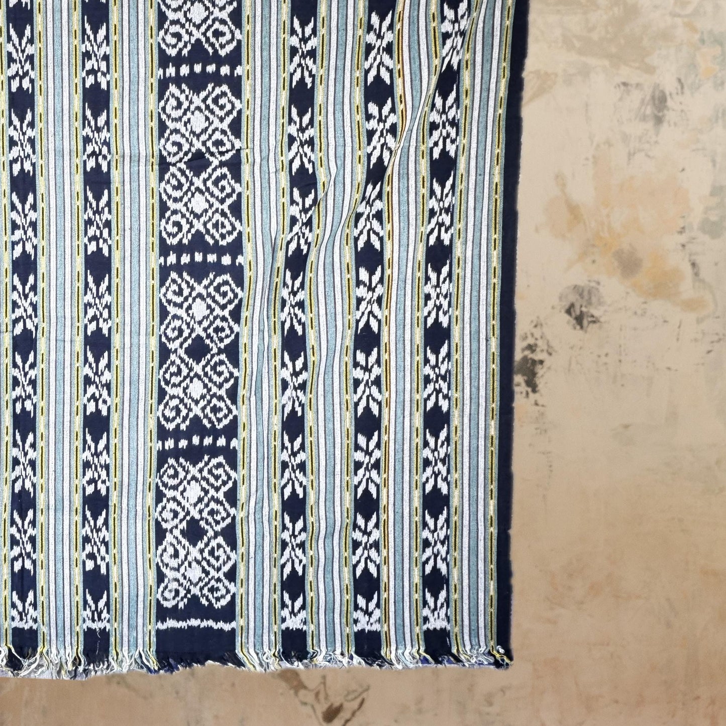 Indonesian Ikat handwoven cotton Tapestry Wall hanging Blanket Handmade hand loomed textile Black