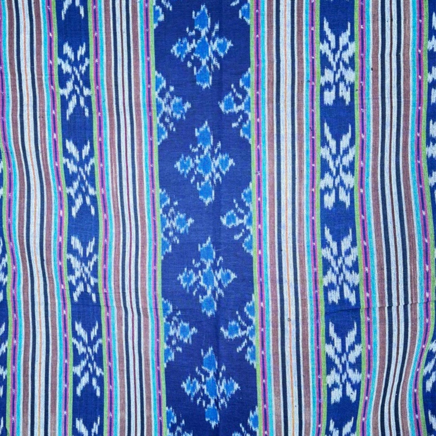 Indonesian Ethnic Ikat handwoven cotton Tapestry Wall hanging Blanket Handmade hand loomed textile Blue