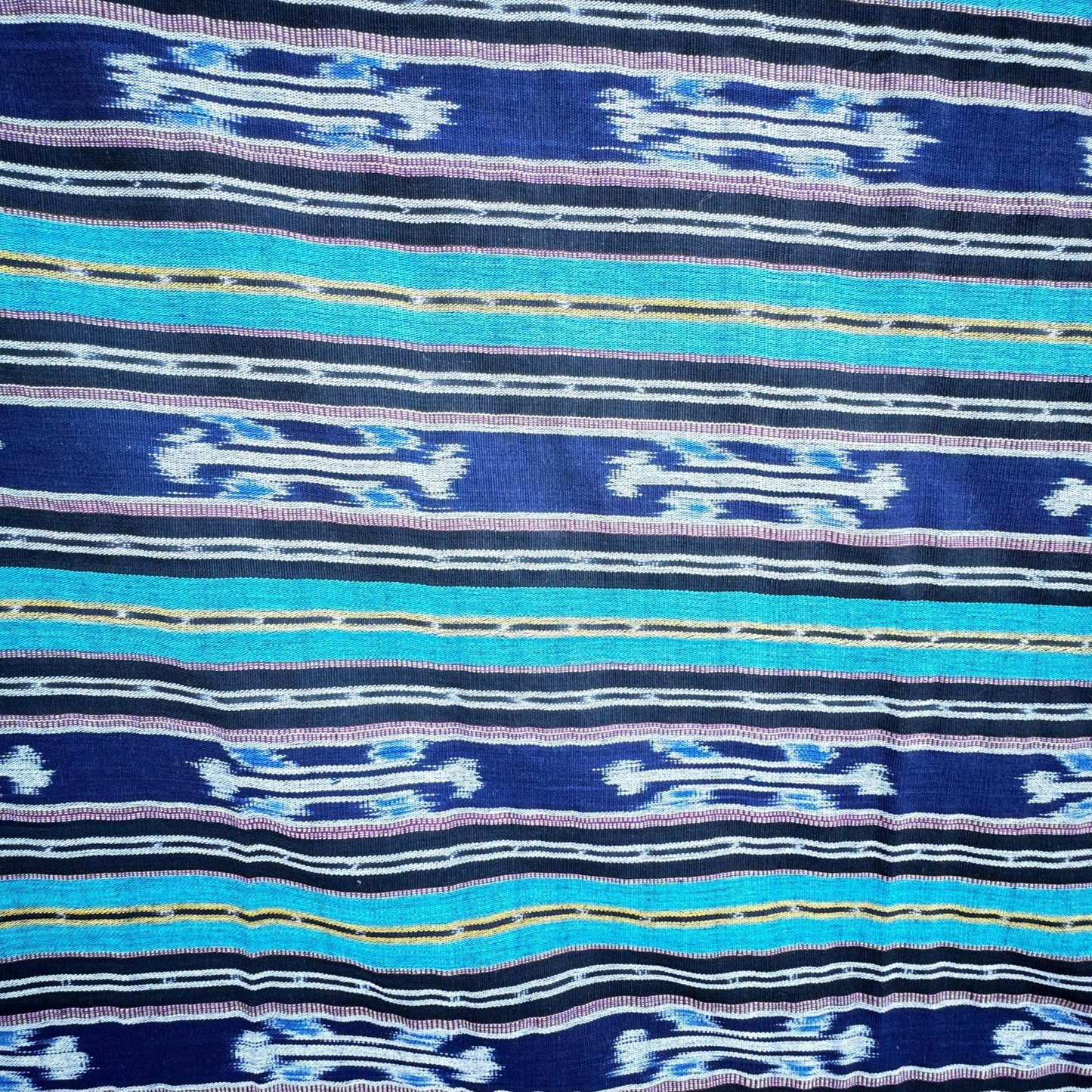 Hand woven Blue Ikat Cotton Tapestry: Hand Loomed Indonesian Blanket (45x90)