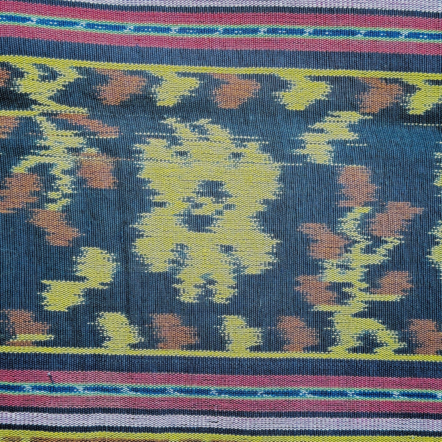 Handwoven Ikat Throw - Cotton Tapestry Wall decor Blanket, Indonesian Handmade Ethnic Textile & Boho Decor