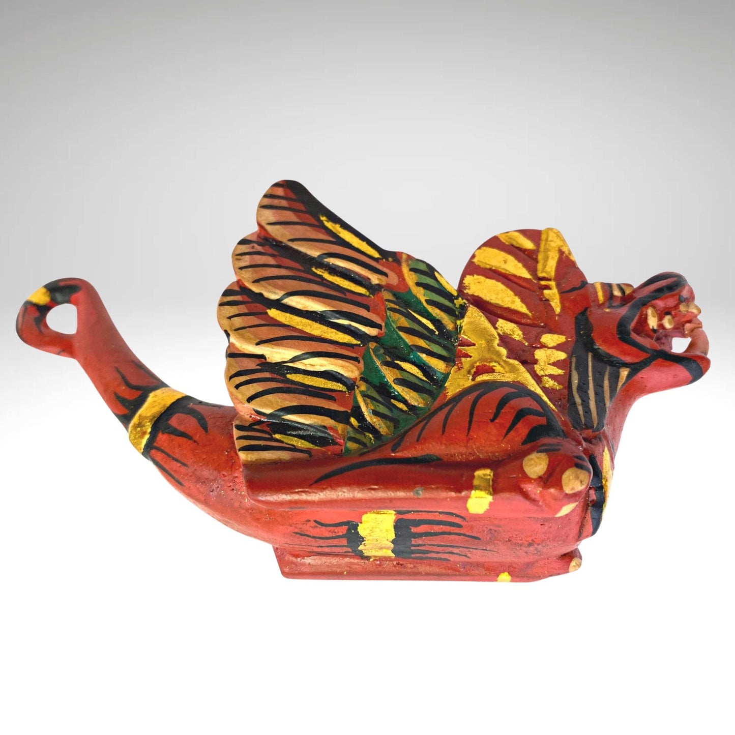 Bali Folk Art Ornament Set: Hand Carved Garuda and Dragon Wood Decoration
